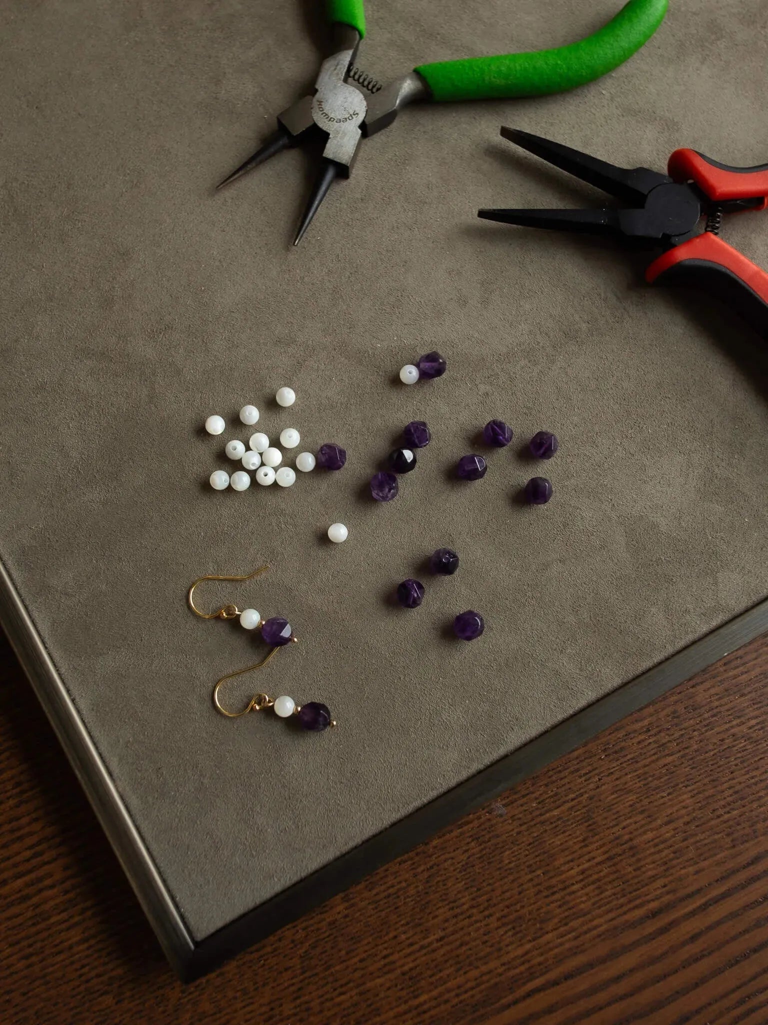 Amethyst Pearl Drop Earrings - Atelier Akina