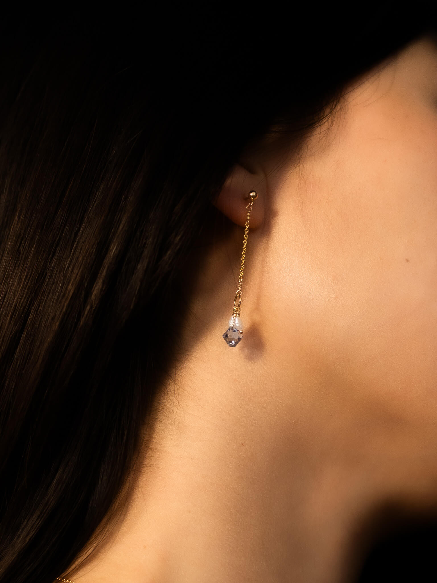 Bluebell Mini Crystal & Pearl Dangle Earrings