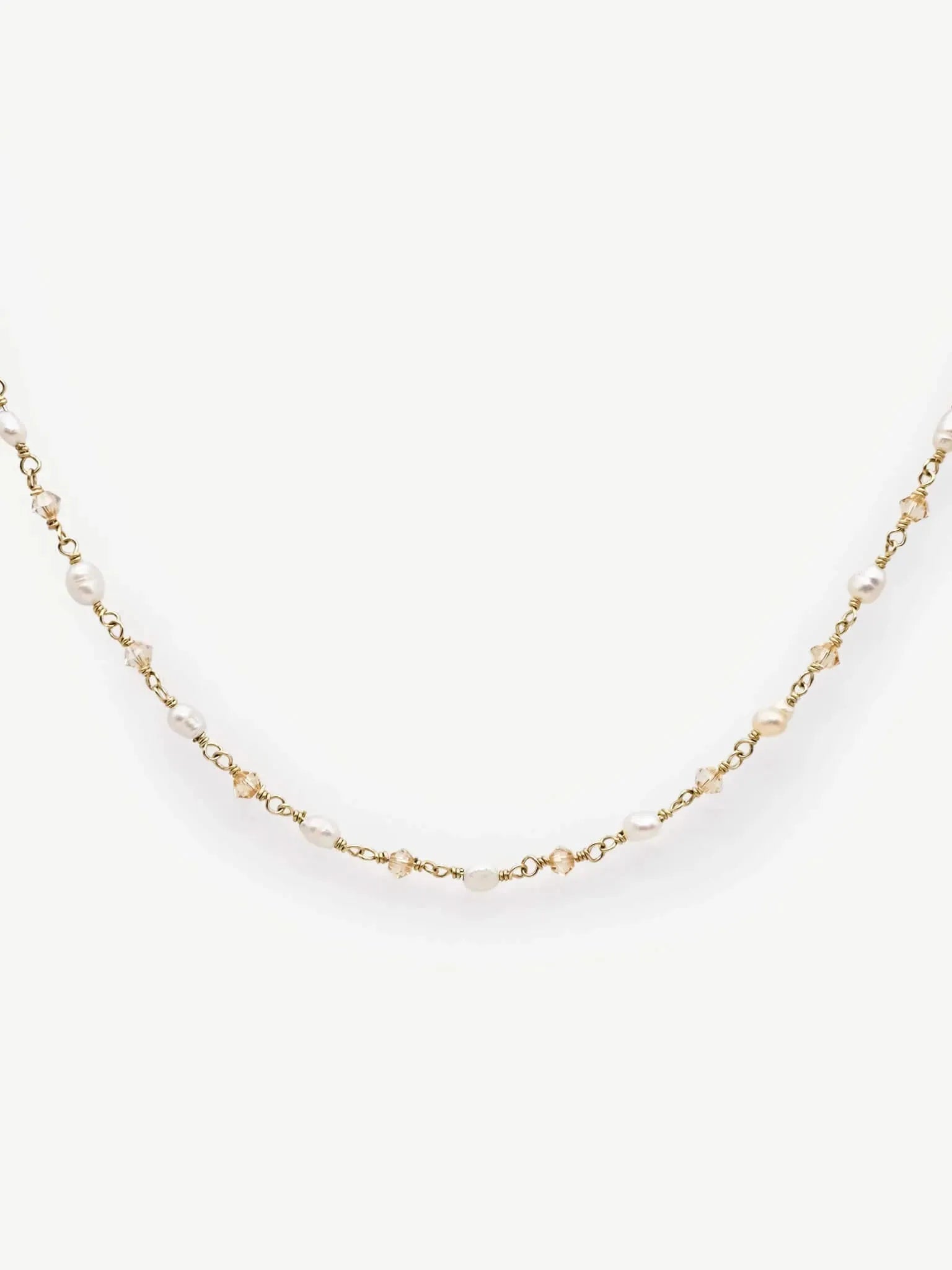 Dainty Pearl & Crystal Necklace - Atelier Akina