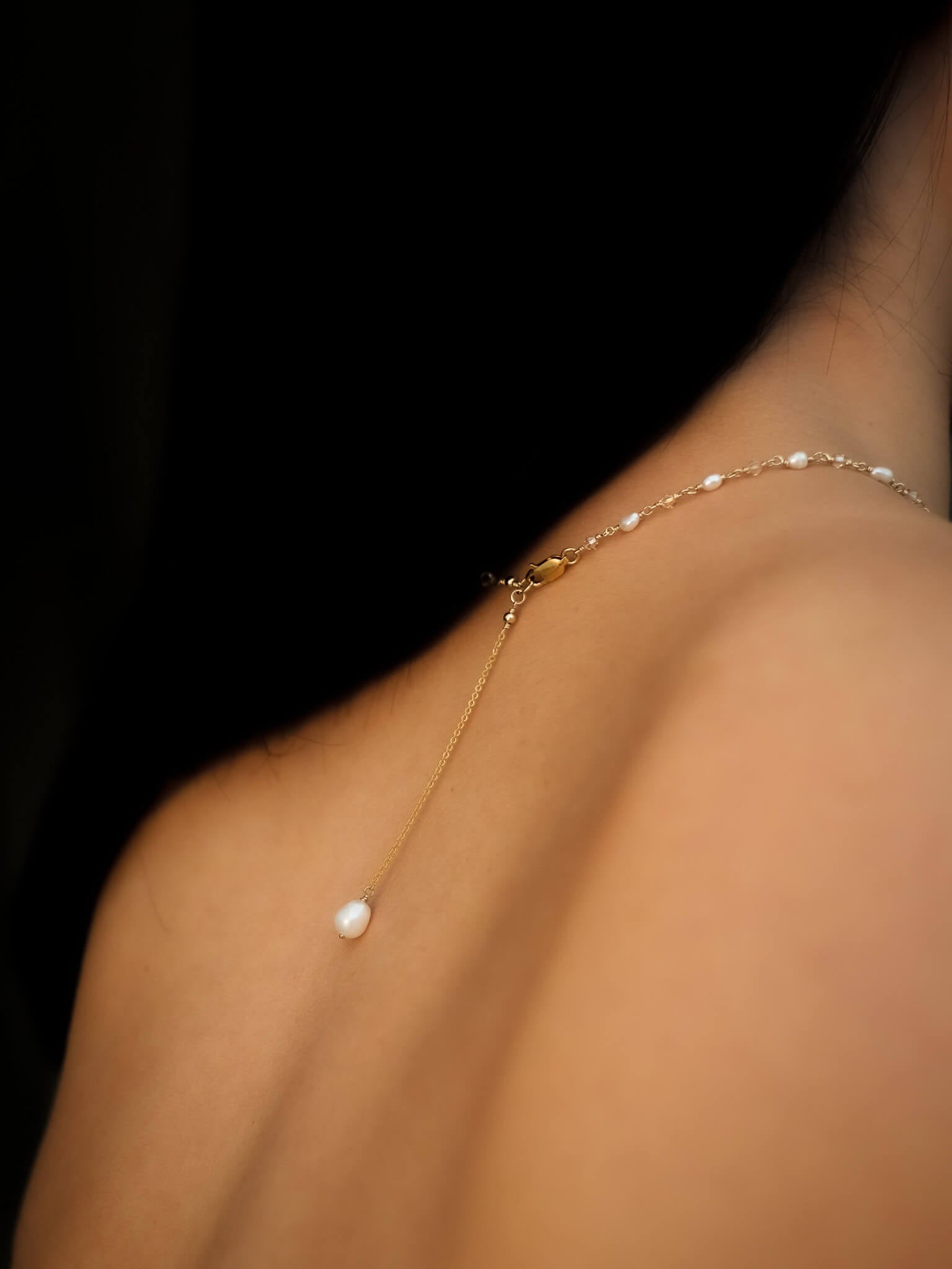 Dainty Pearl & Crystal Necklace