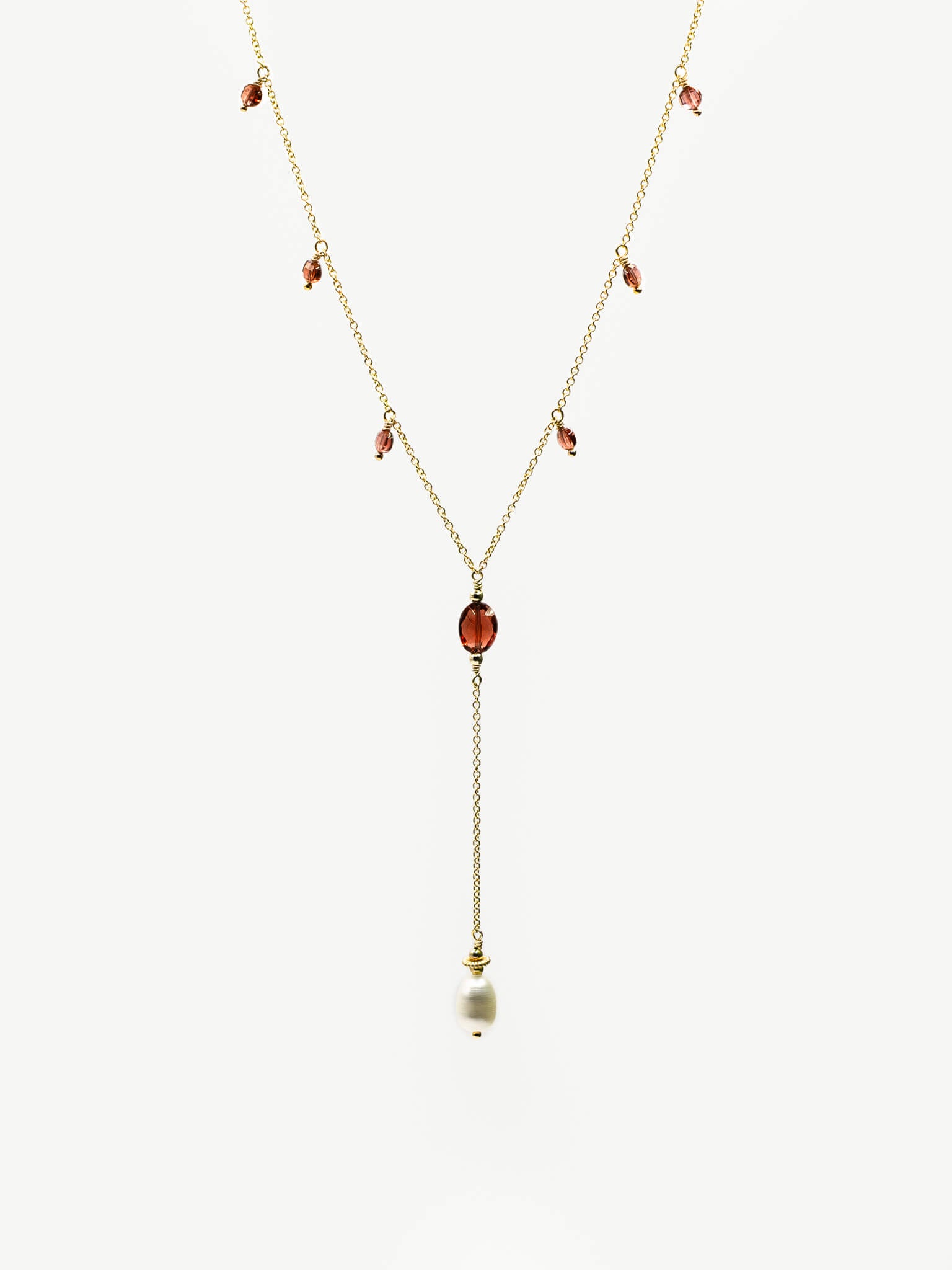 Juliet Garnet & Pearl Drop Necklace