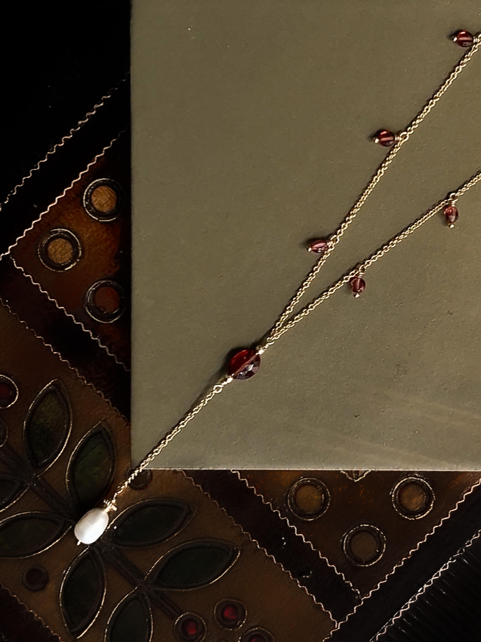 Juliet Garnet & Pearl Drop Necklace