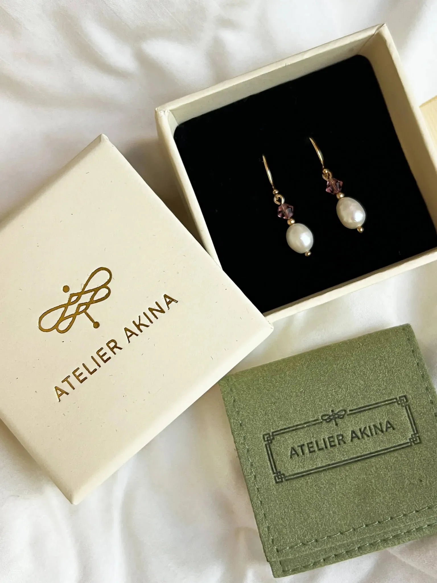 Lotus Pearl Drop Earrings - Atelier Akina