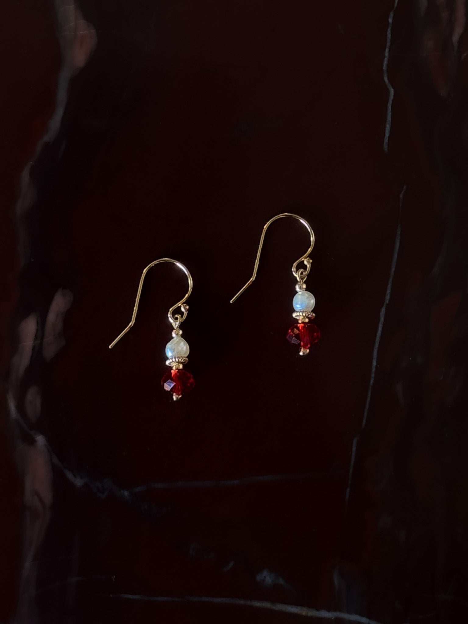 Lunar Red Lantern Pearl Drop Earrings