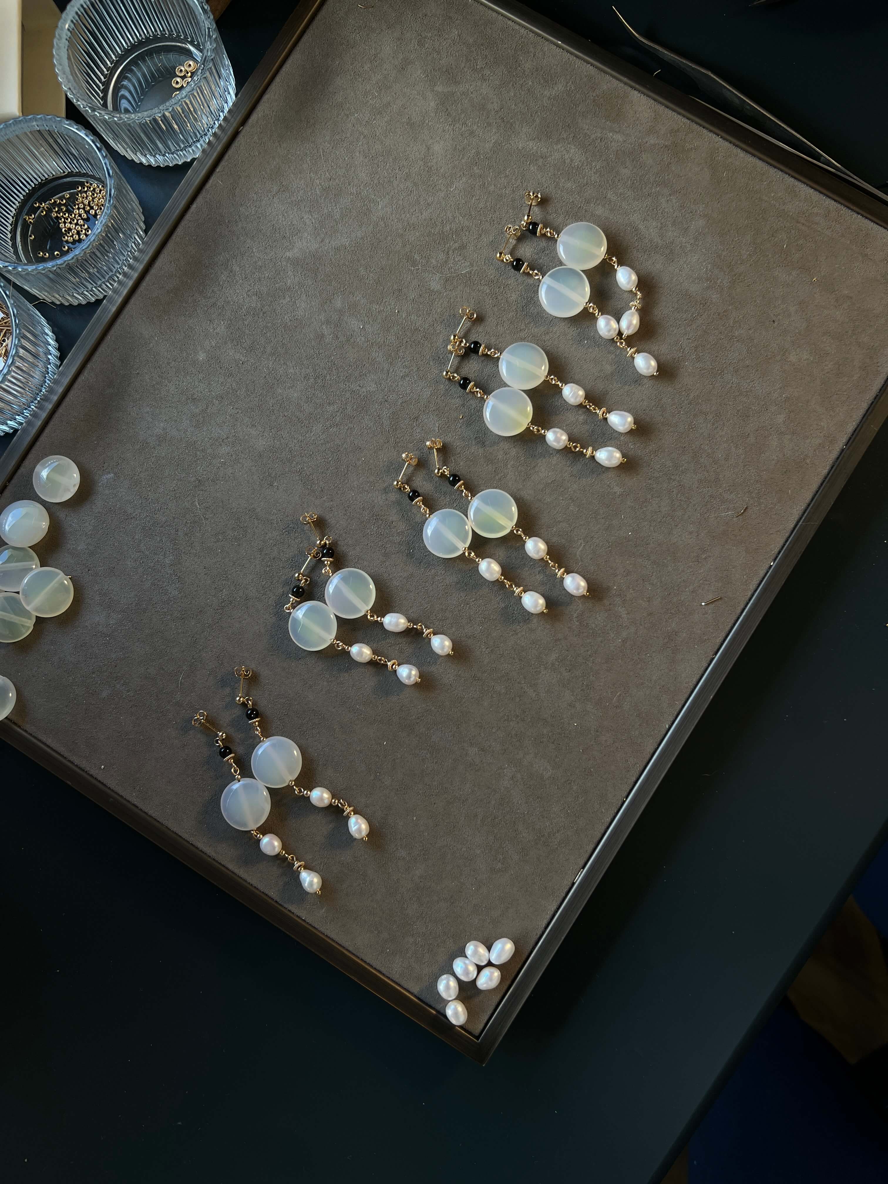 Luna Stone & Pearl Dangle Earrings