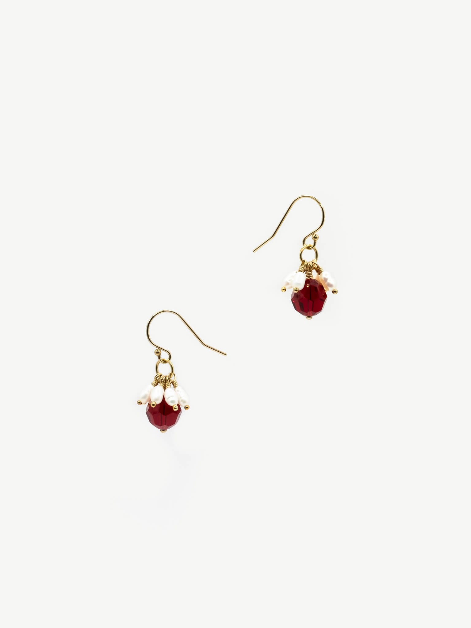 Berry Crystal & Pearl Drop Earrings