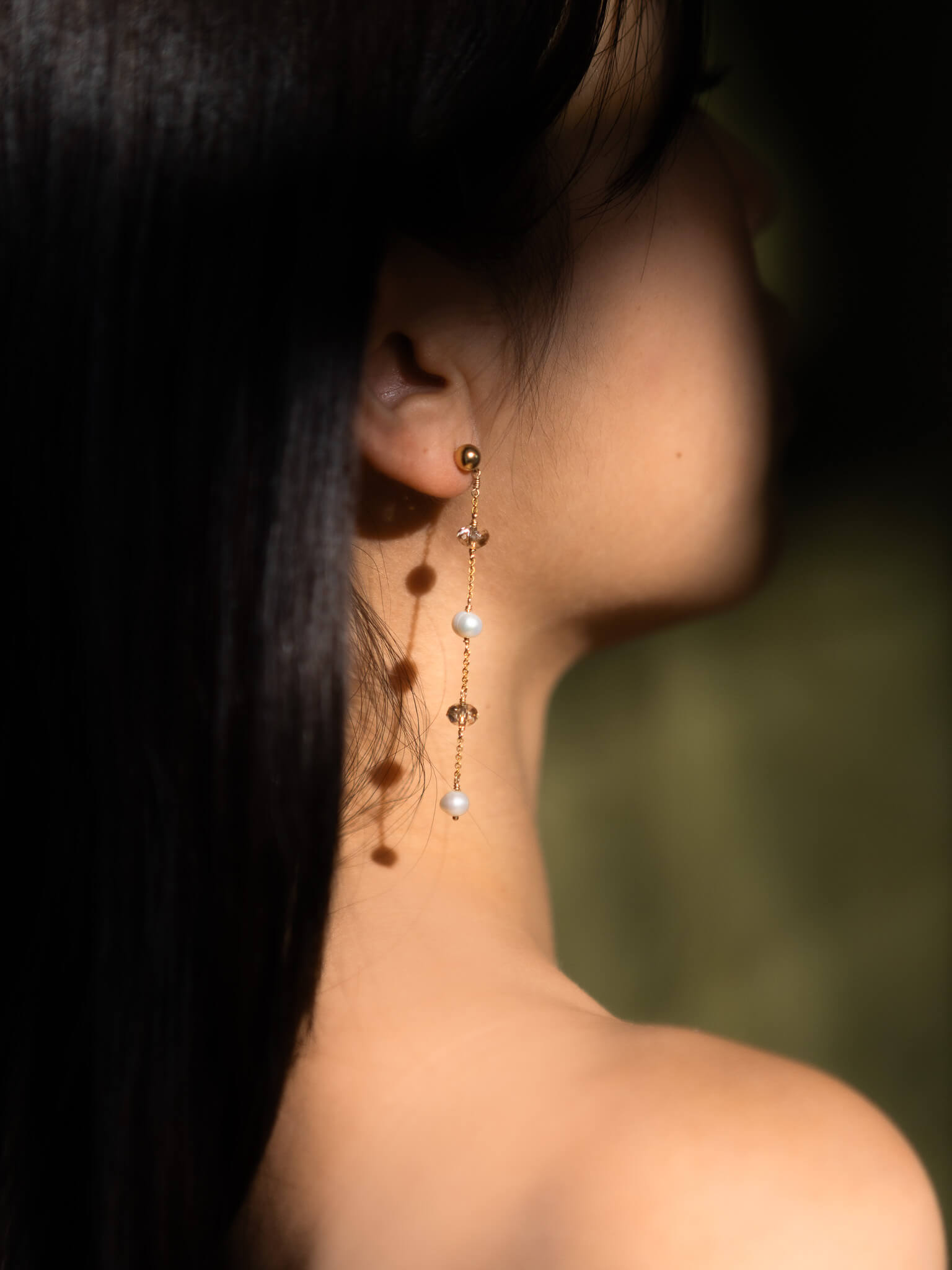 Pearl & Crystal Orbit Gold Dangle Earrings