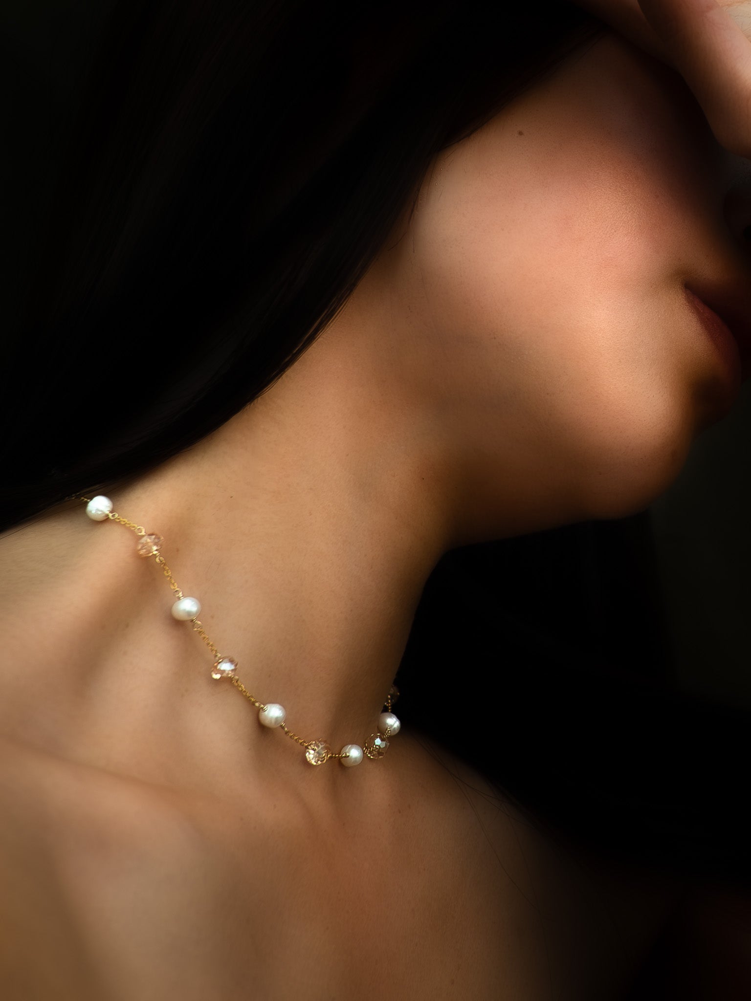 Orbit Pearl & Crystal Choker Necklace