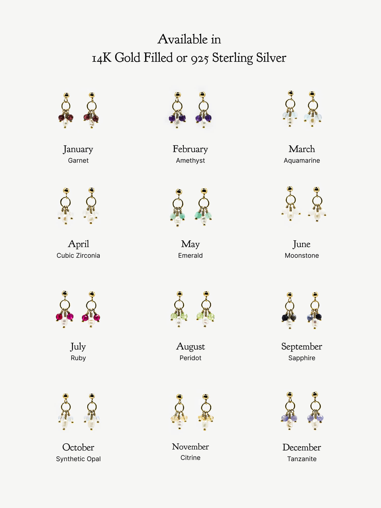 Pixie Tanzanite Birthstone & Pearl Drop Earrings - December