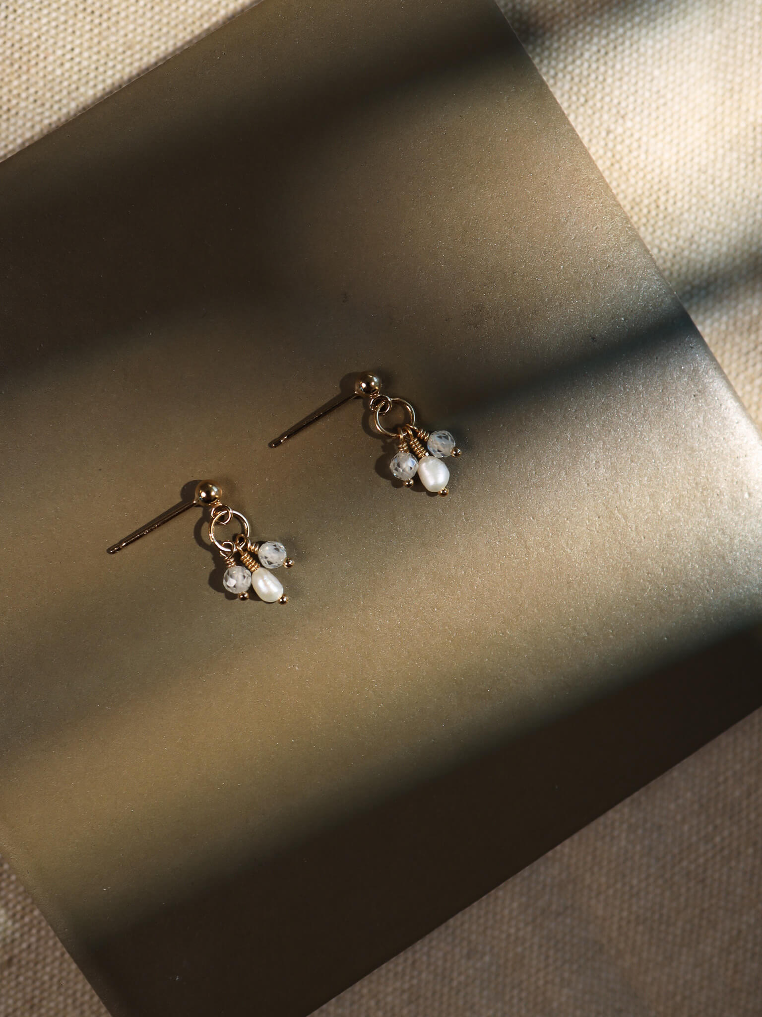 Pixie Birthstone & Pearl Drop Earrings - April