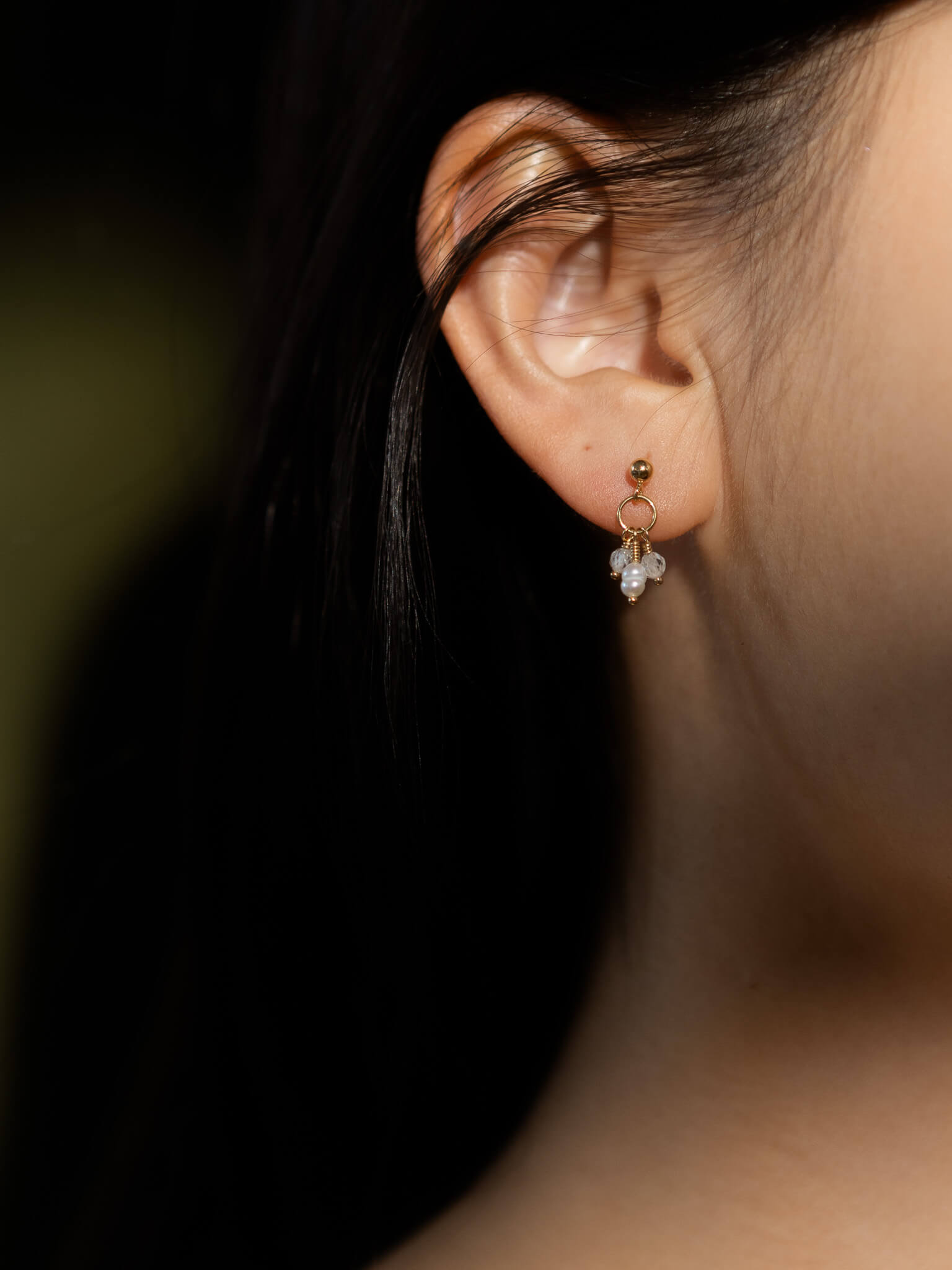 Pixie Birthstone & Pearl Drop Earrings - April
