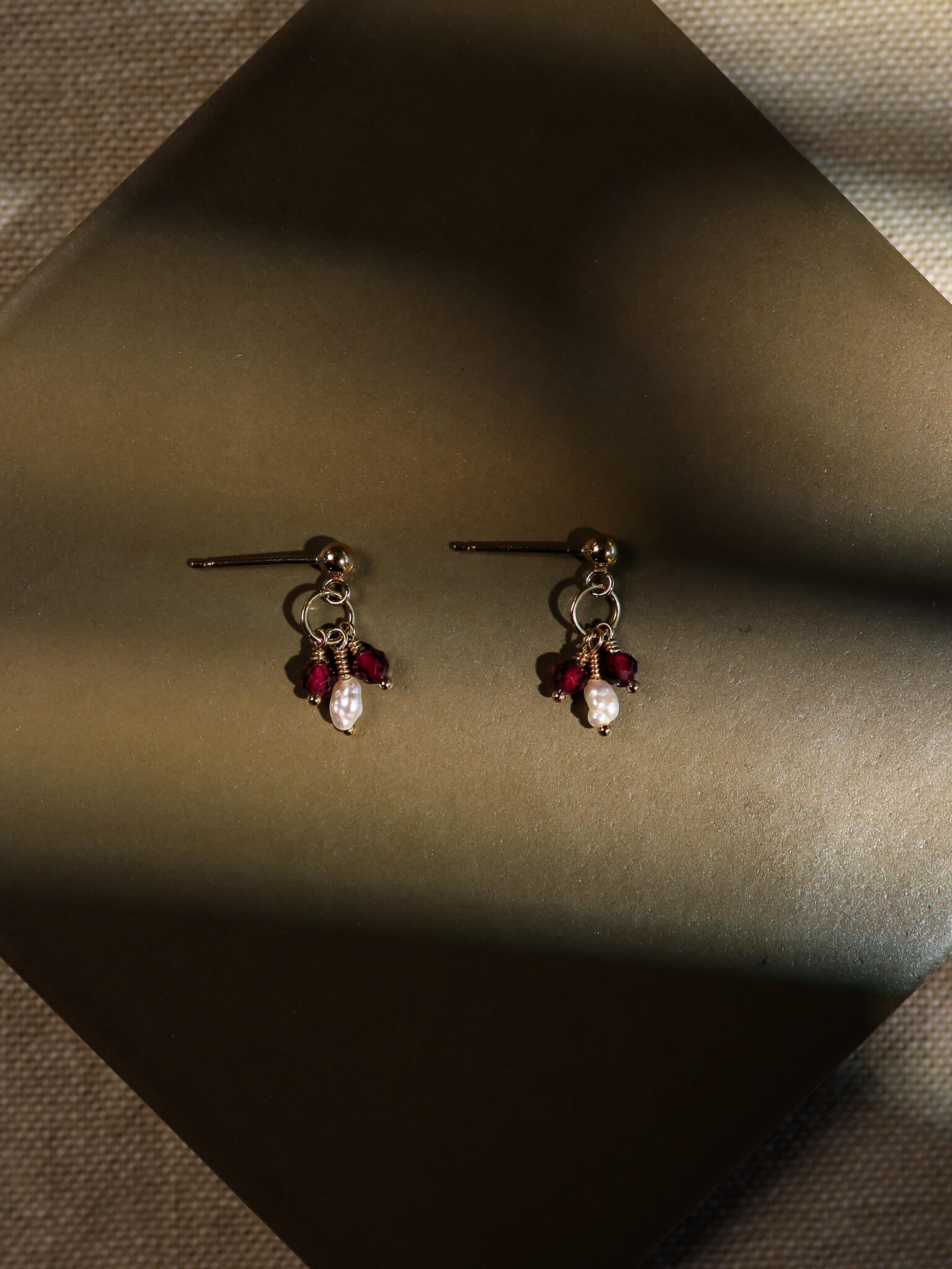Pixie Garnet Birthstone & Pearl Drop Earrings - January