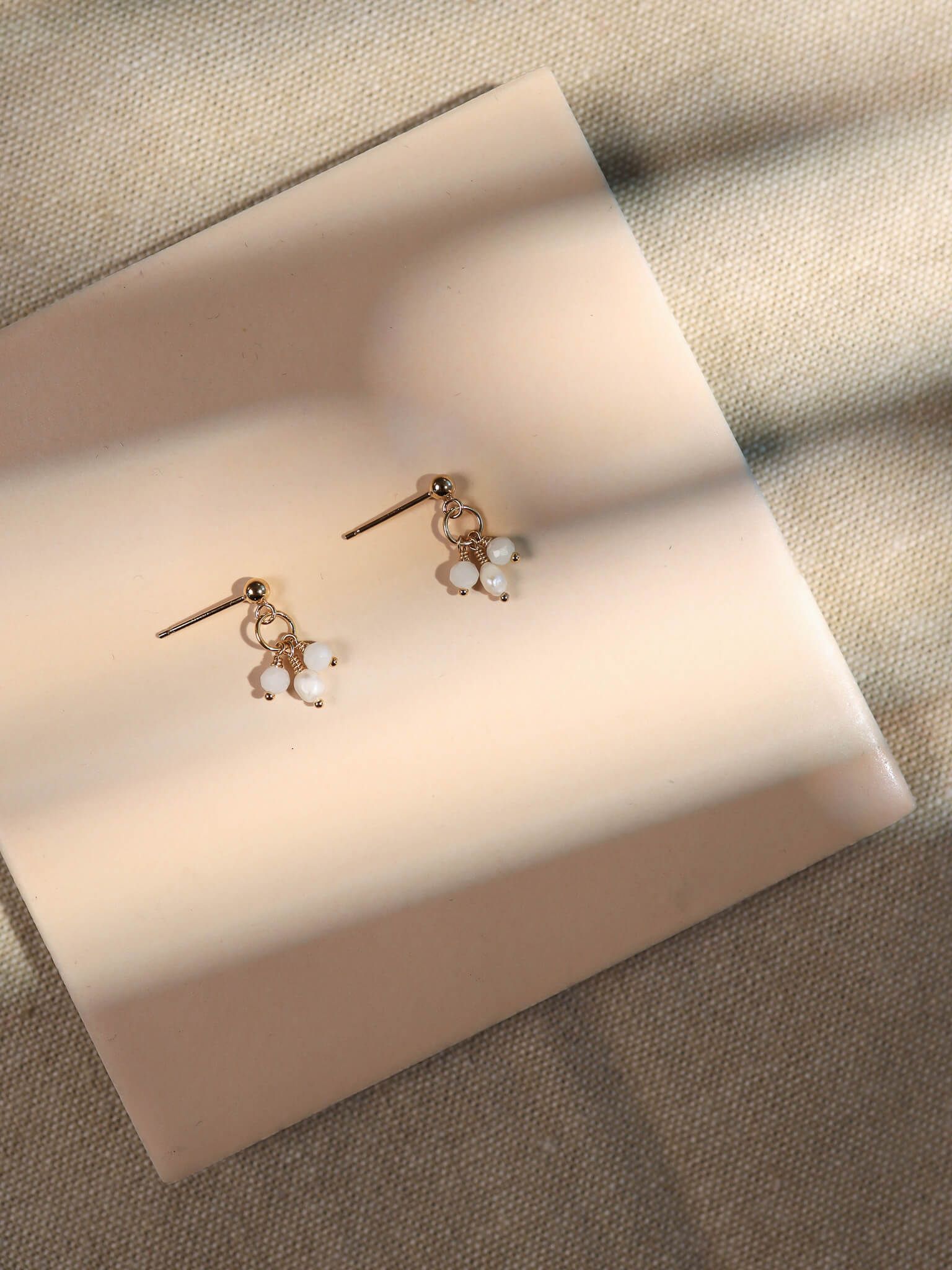 Pixie Moonstone Birthstone & Pearl Drop Earrings - June