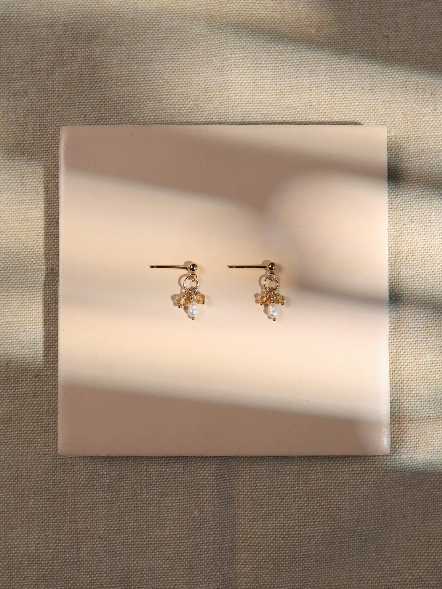 Pixie Citrine Birthstone & Pearl Drop Earrings - November