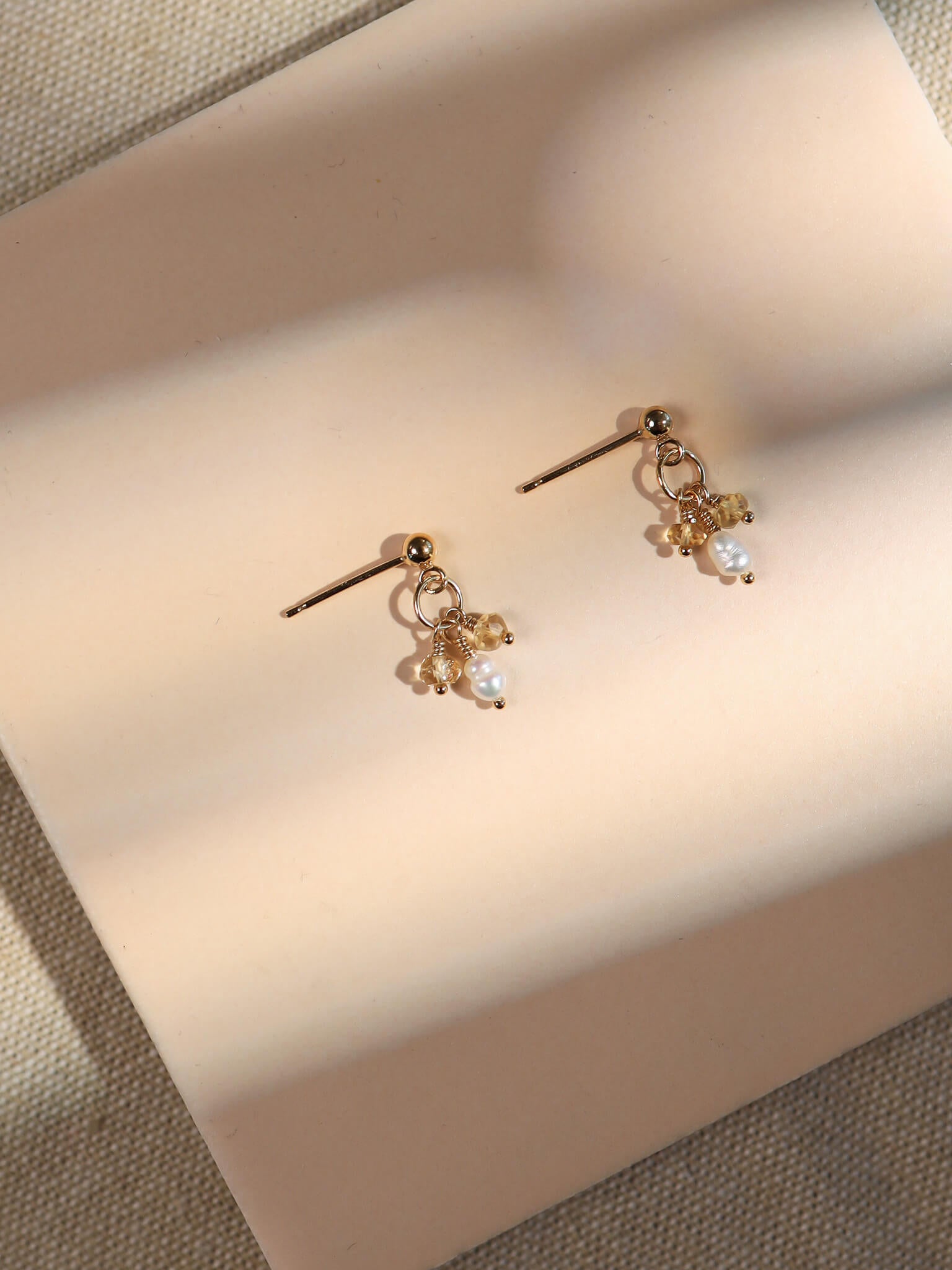 Pixie Citrine Birthstone & Pearl Drop Earrings - November