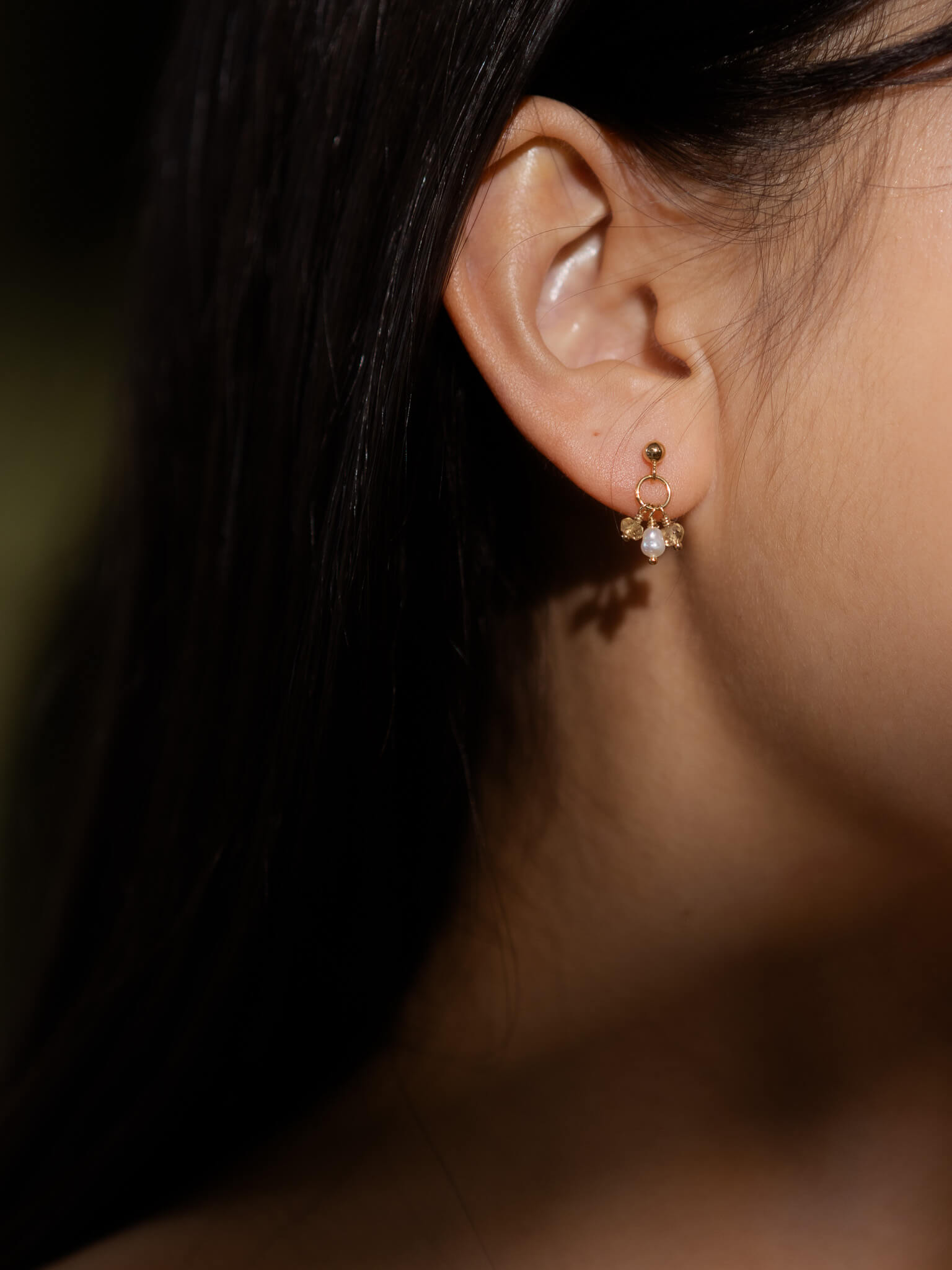 Pixie Citrine Birthstone & Pearl Drop Earrings - November