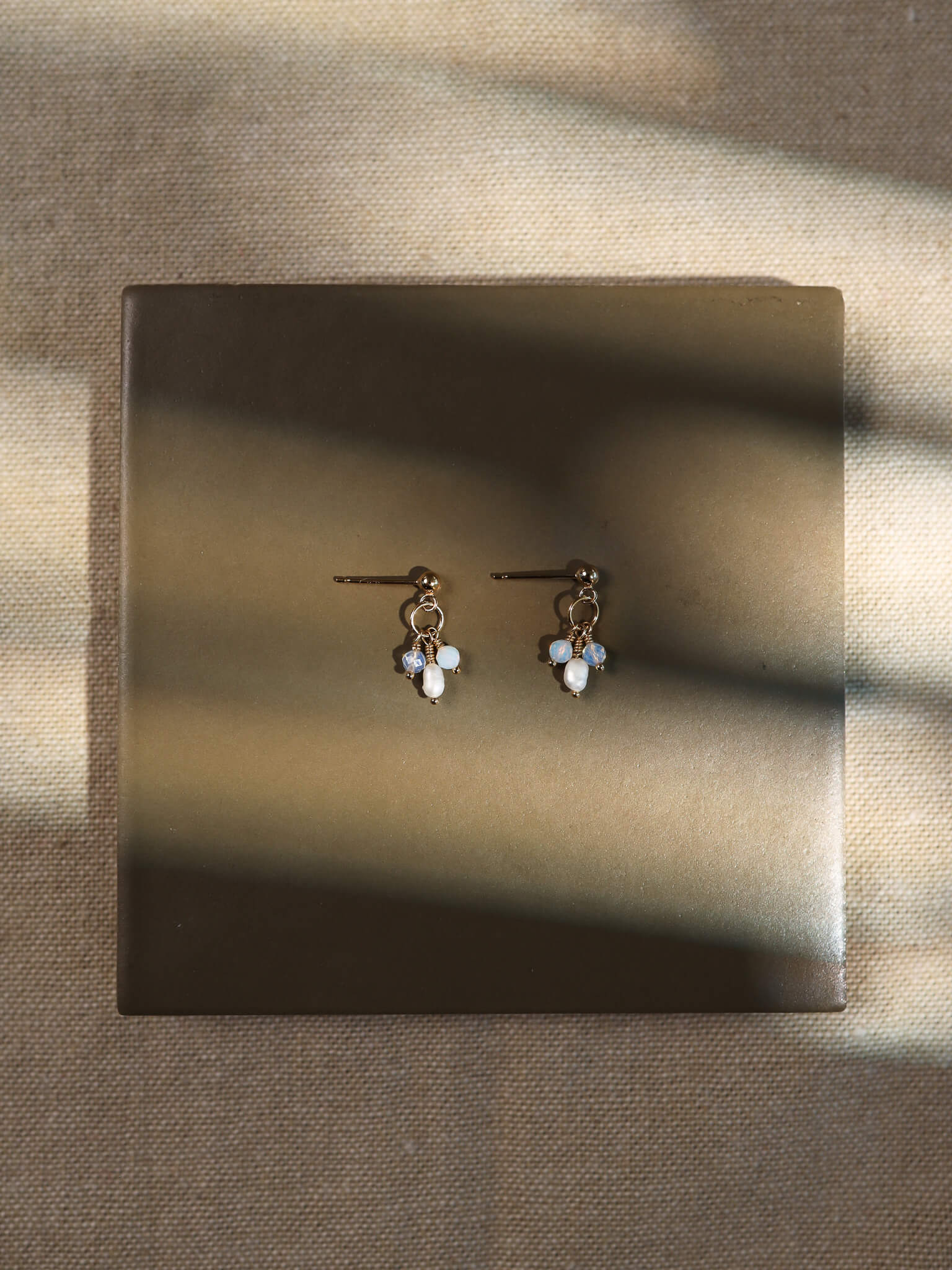Pixie Opal Birthstone & Pearl Drop Earrings - October