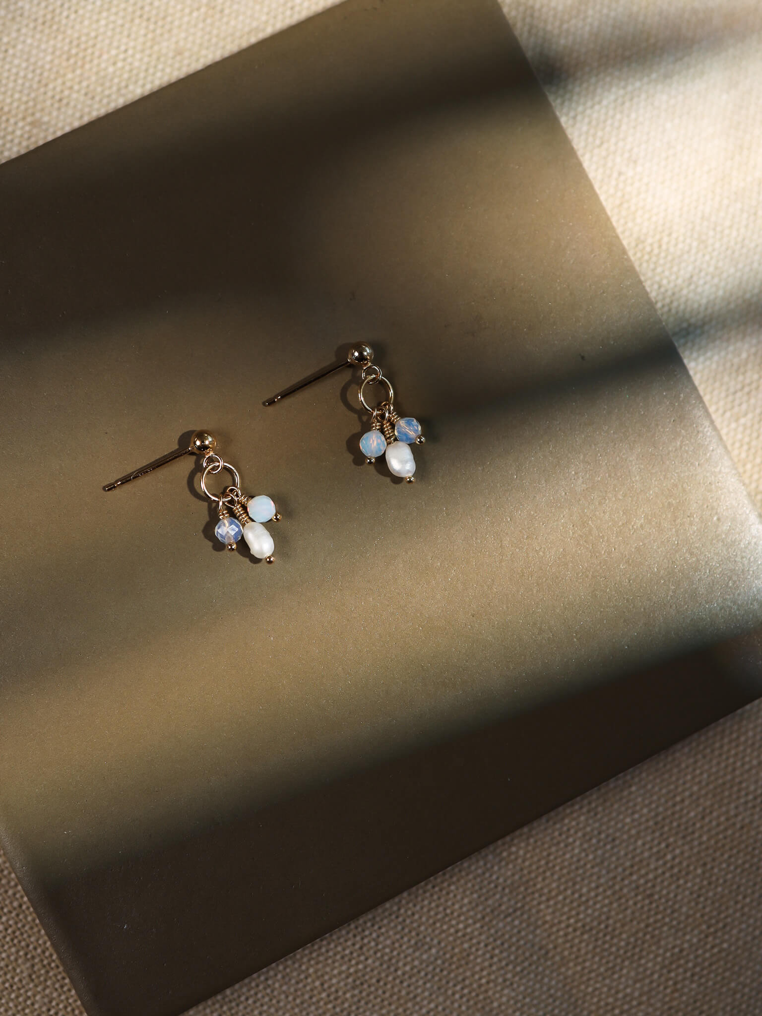 Pixie Opal Birthstone & Pearl Drop Earrings - October