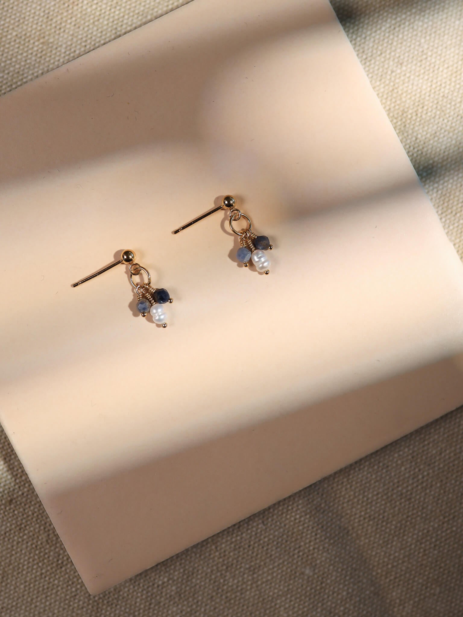 Pixie Sapphire Birthstone & Pearl Drop Earrings - September