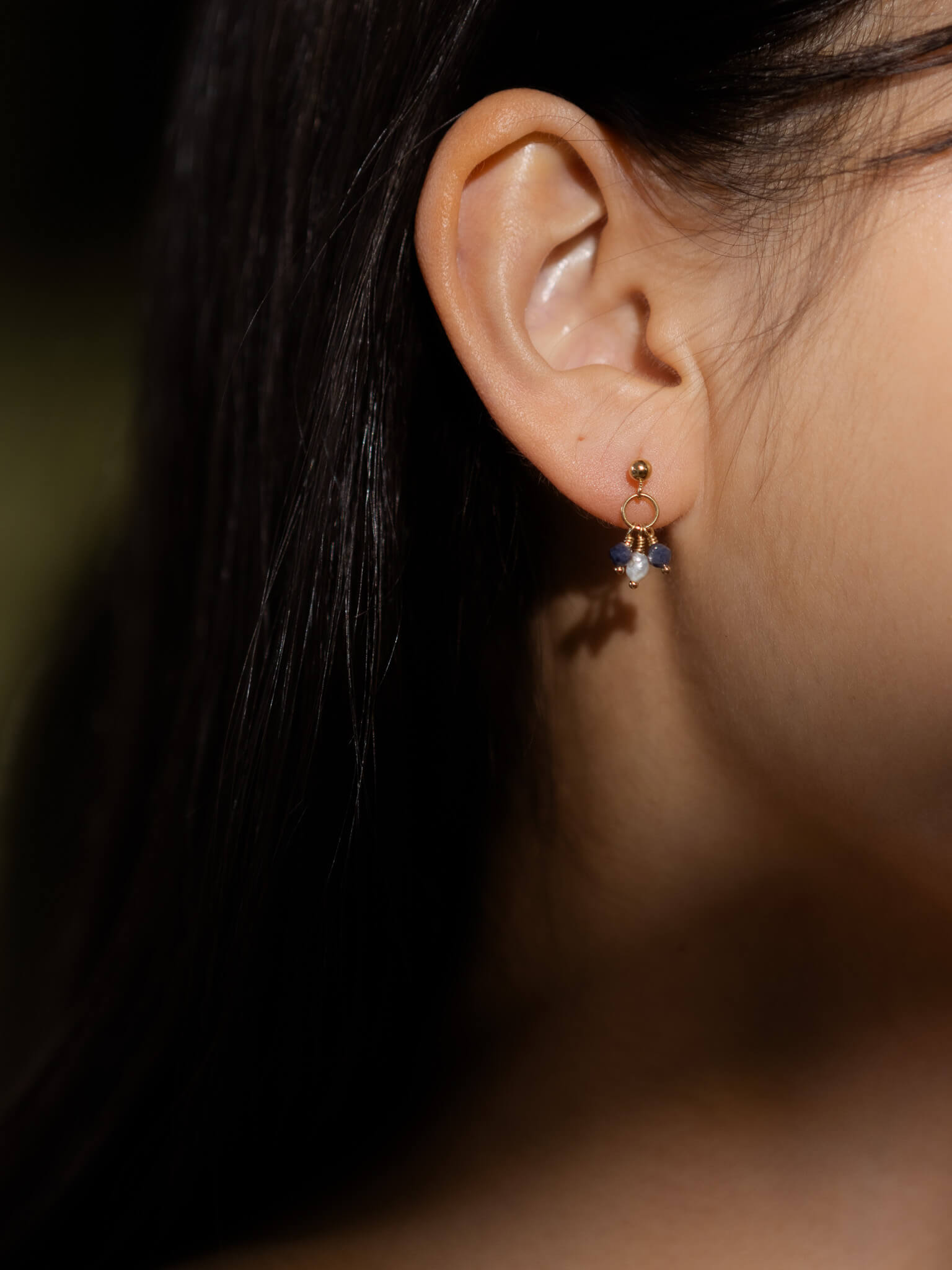 Pixie Sapphire Birthstone & Pearl Drop Earrings - September