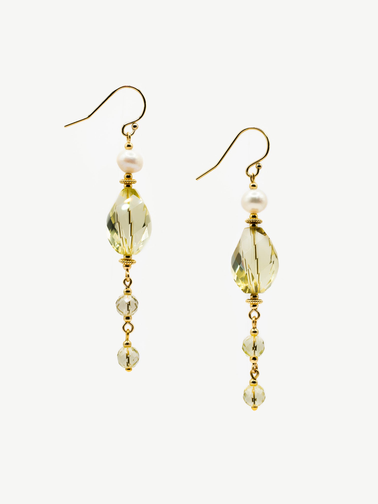 Victoria Lemon Quartz & Pearl Dangle Earrings