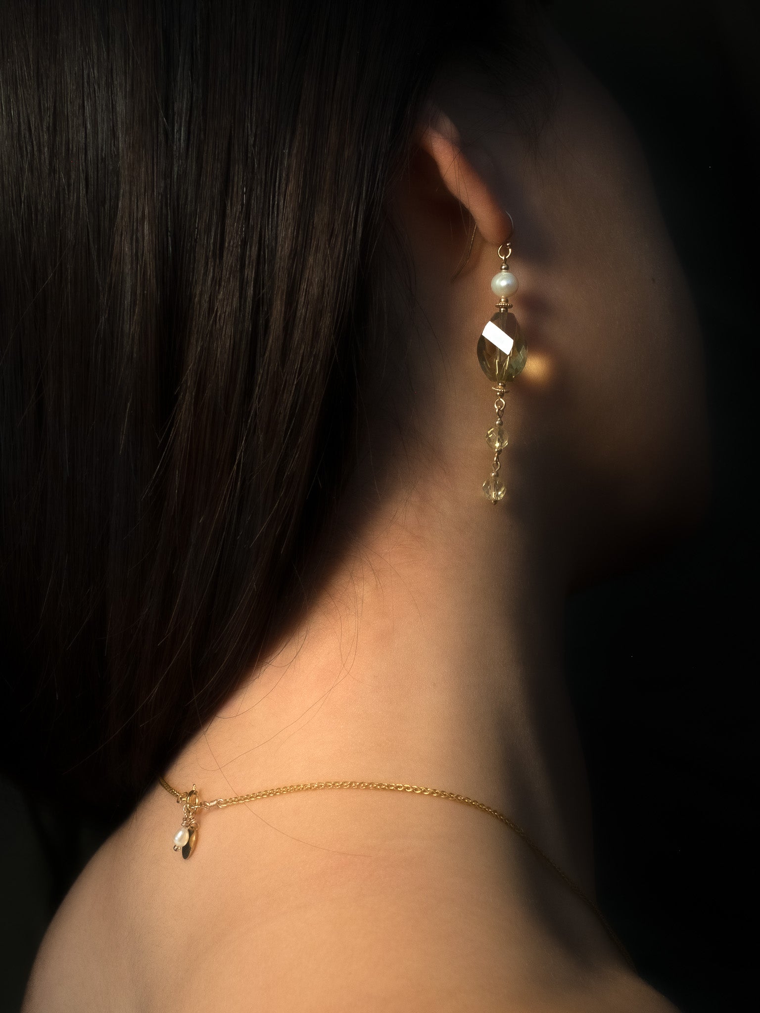 Victoria Lemon Quartz & Pearl Dangle Earrings