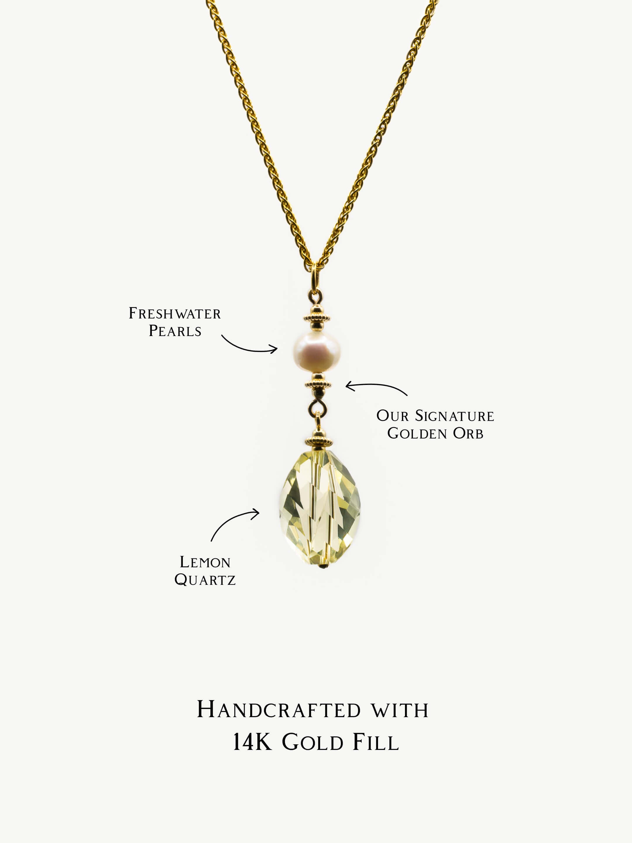 Victoria Lemon Quartz & Pearl Pendant Necklace