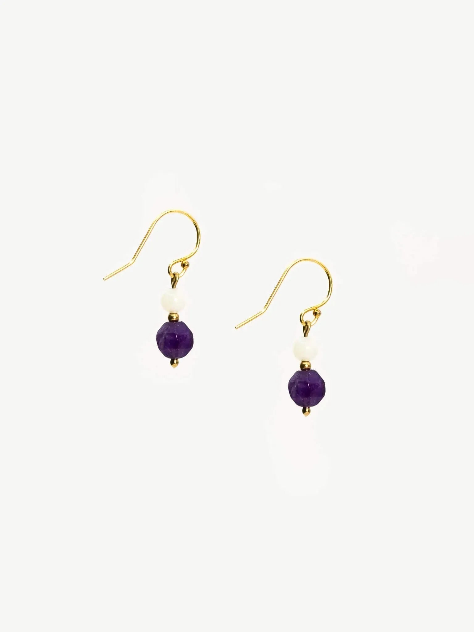 Amethyst Pearl Drop Earrings - Atelier Akina