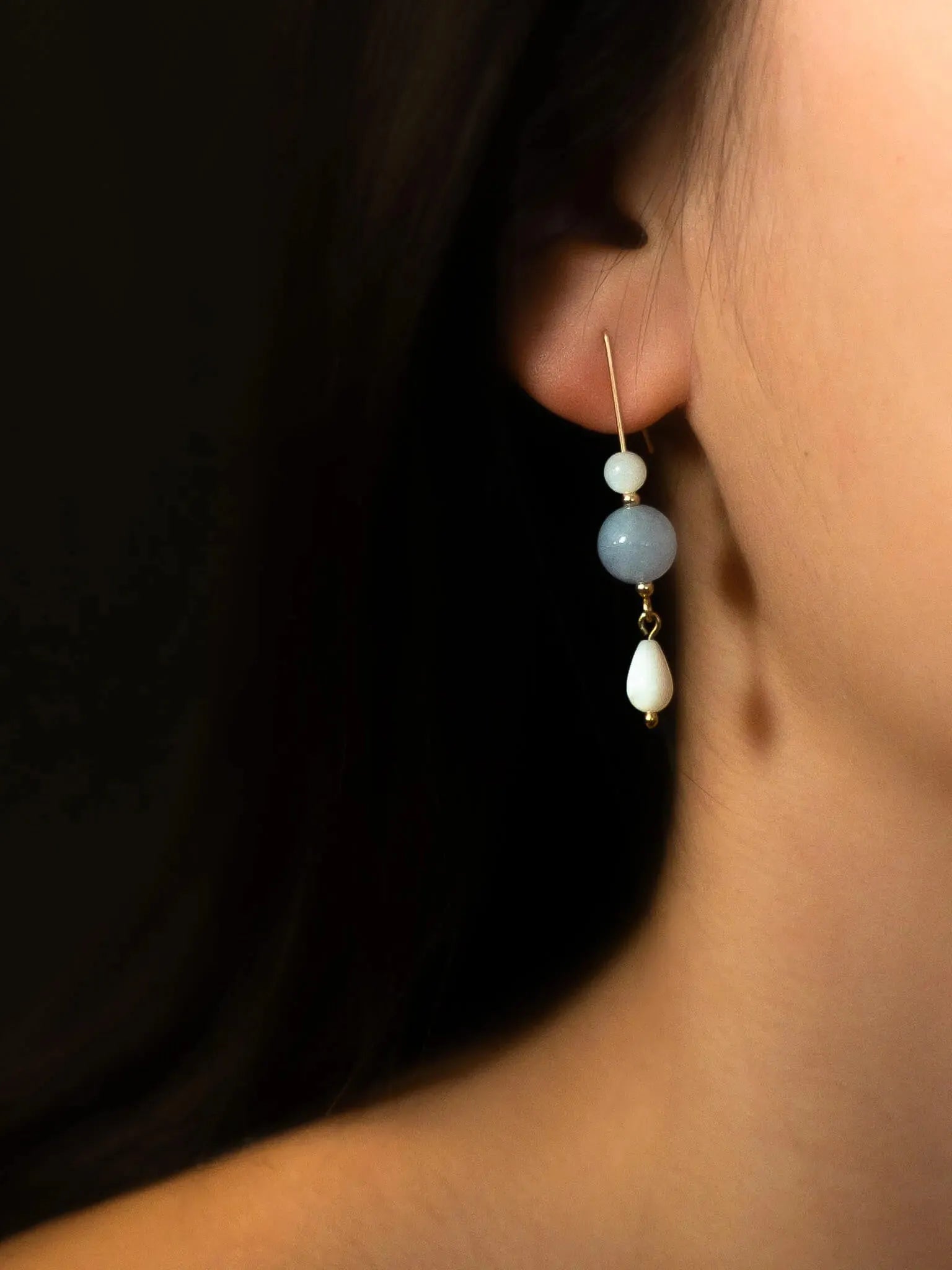 Aquamarine Pearl Dangle Earrings - Atelier Akina