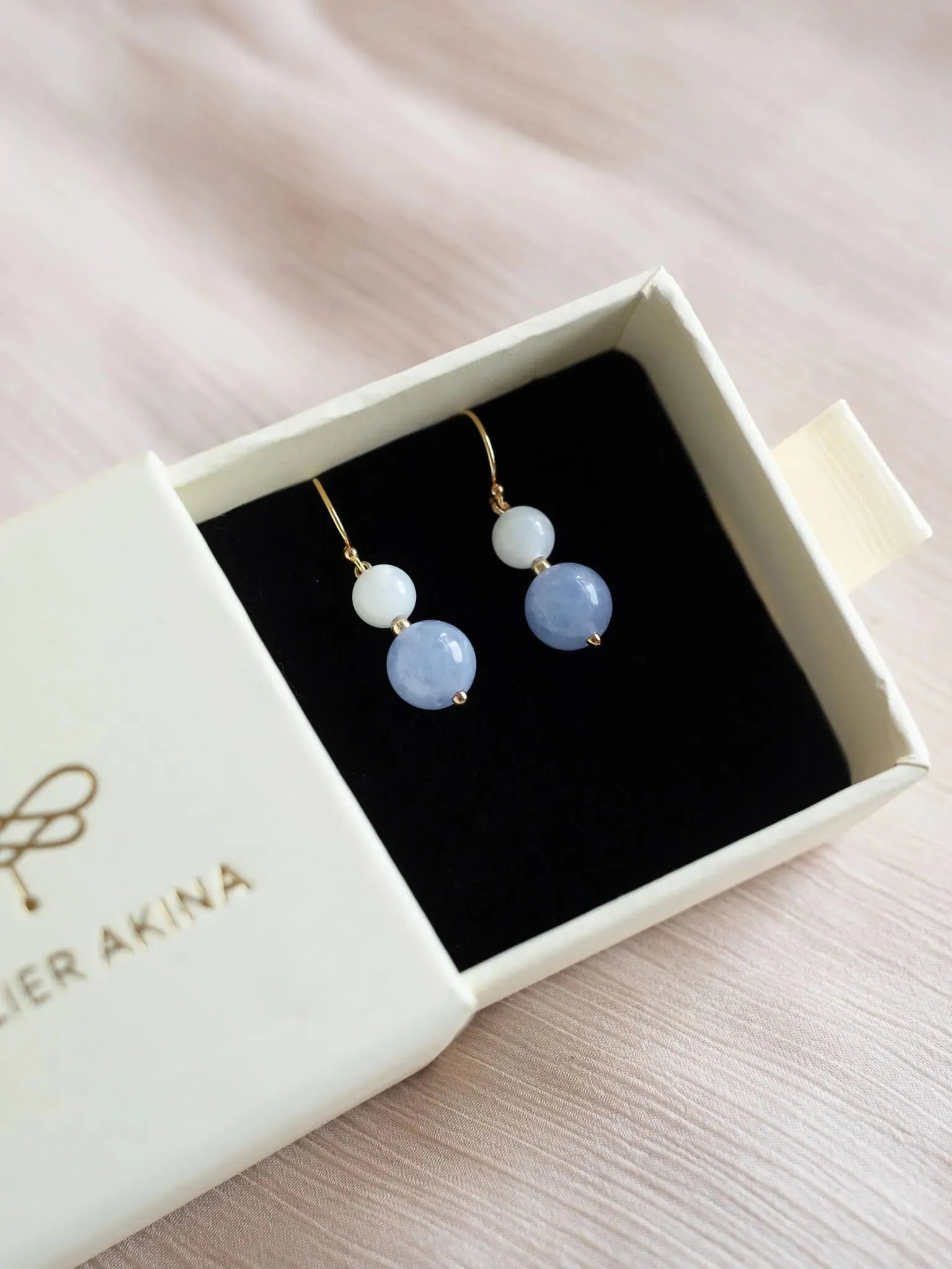 Aquamarine Pearl Drop Earrings - Atelier Akina