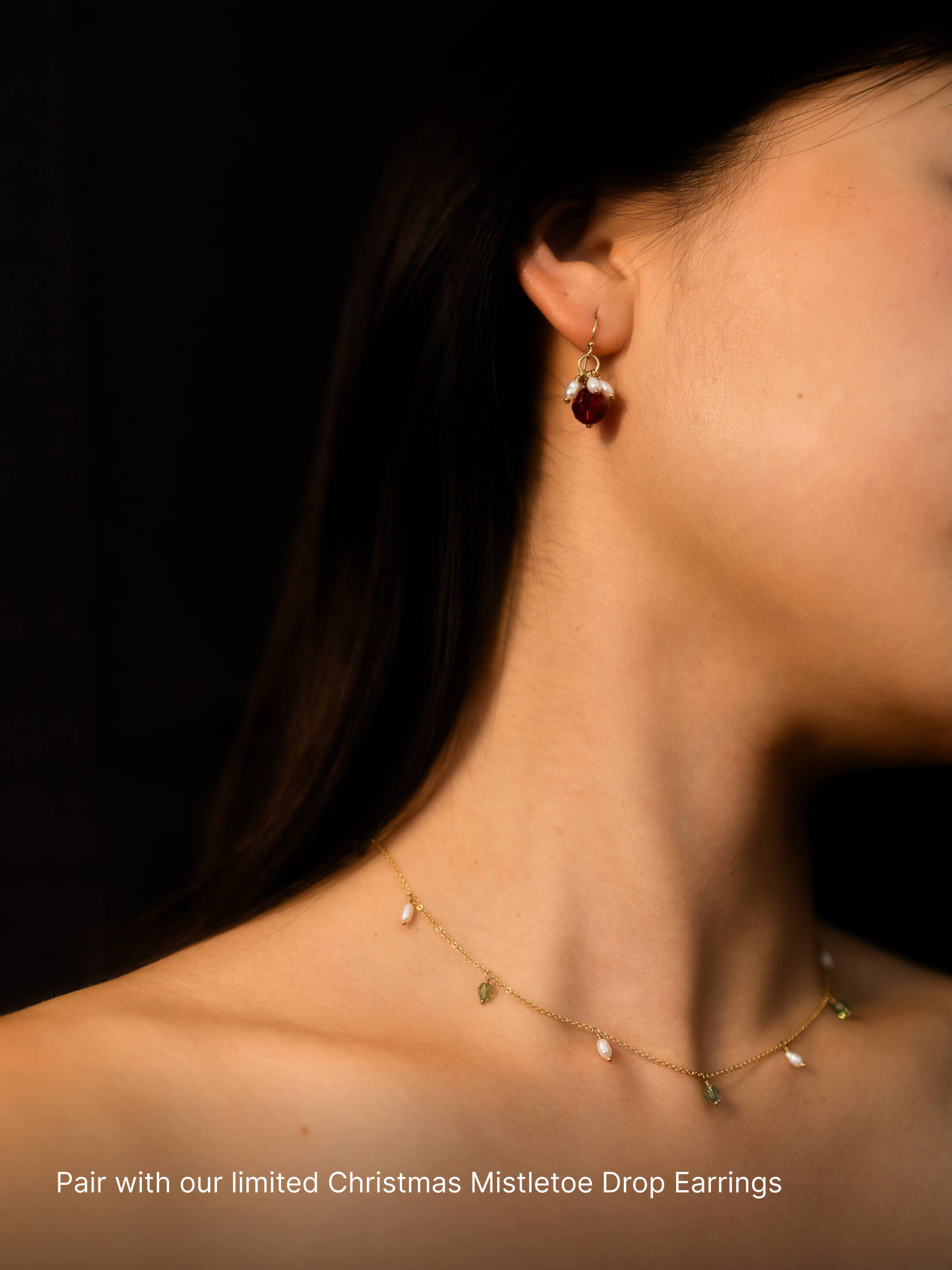 Evergreen Dainty Crystal & Pearl Necklace