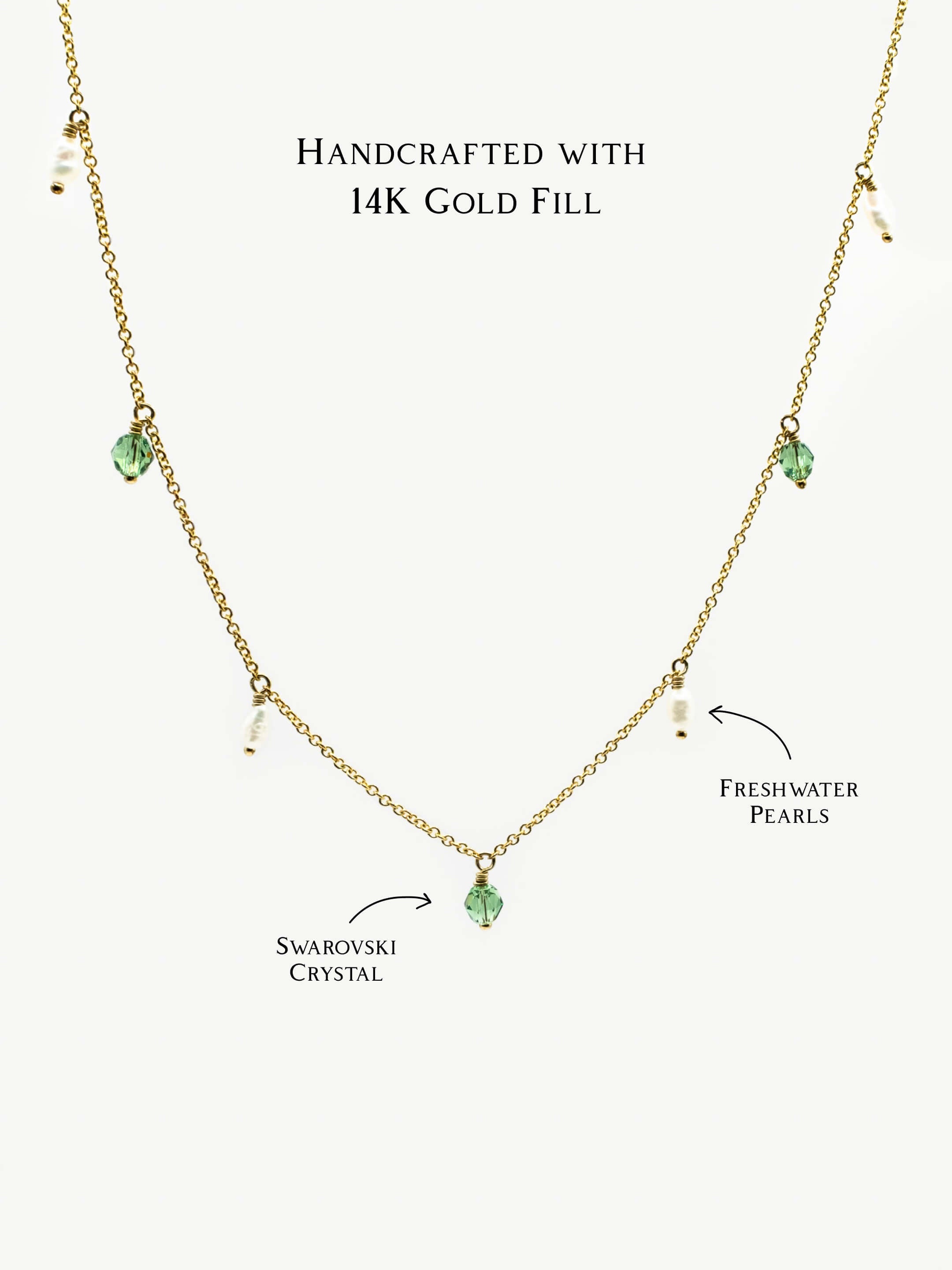 Evergreen Dainty Crystal & Pearl Necklace