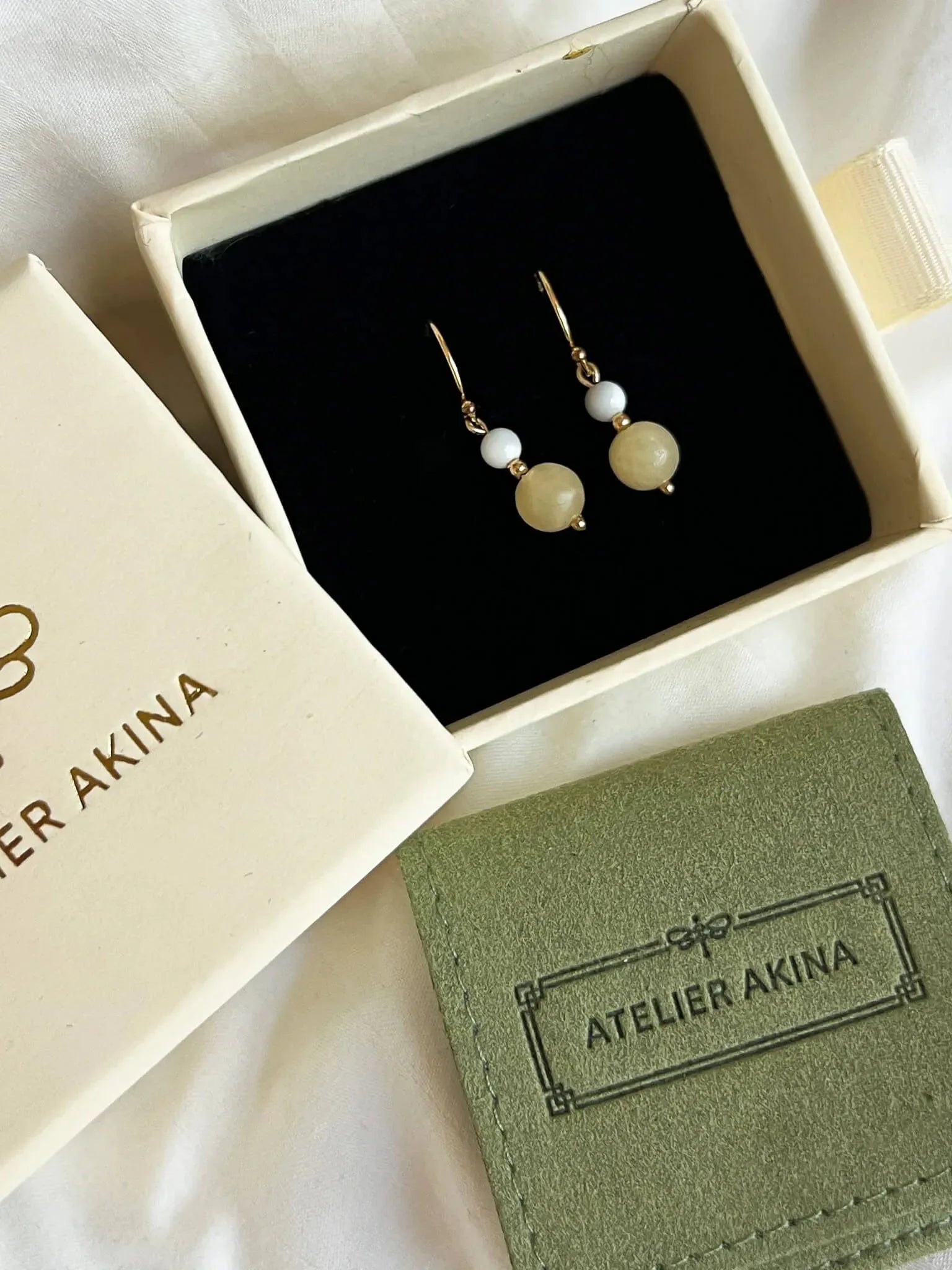 Florissant Yellow Jade Drop Earrings - Atelier Akina