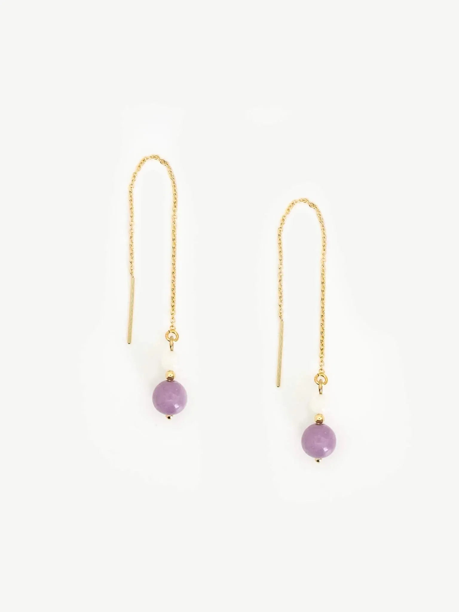 Florissant Kunzite & Pearl Threader Earrings - Atelier Akina