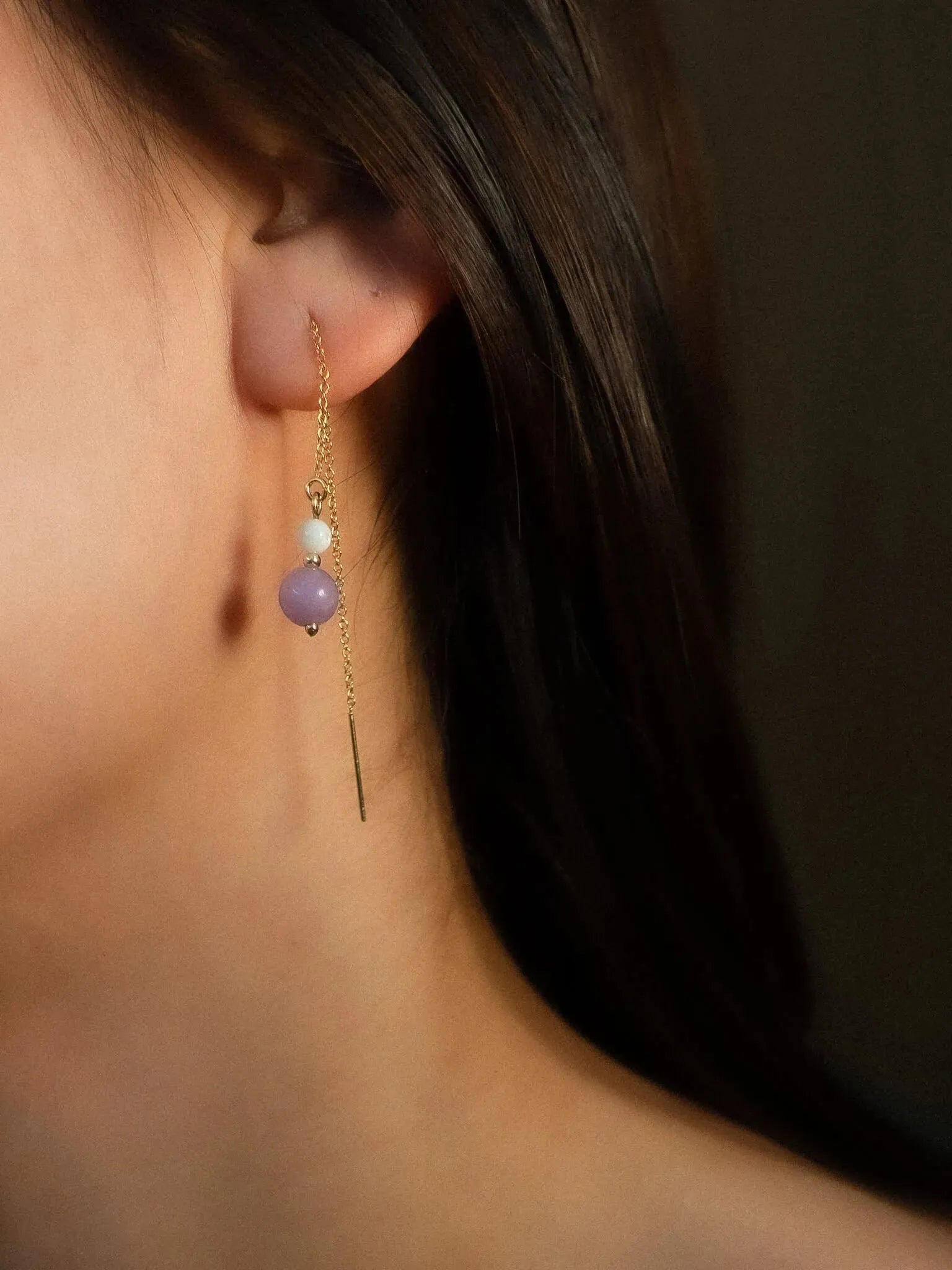 Florissant Kunzite & Pearl Threader Earrings - Atelier Akina