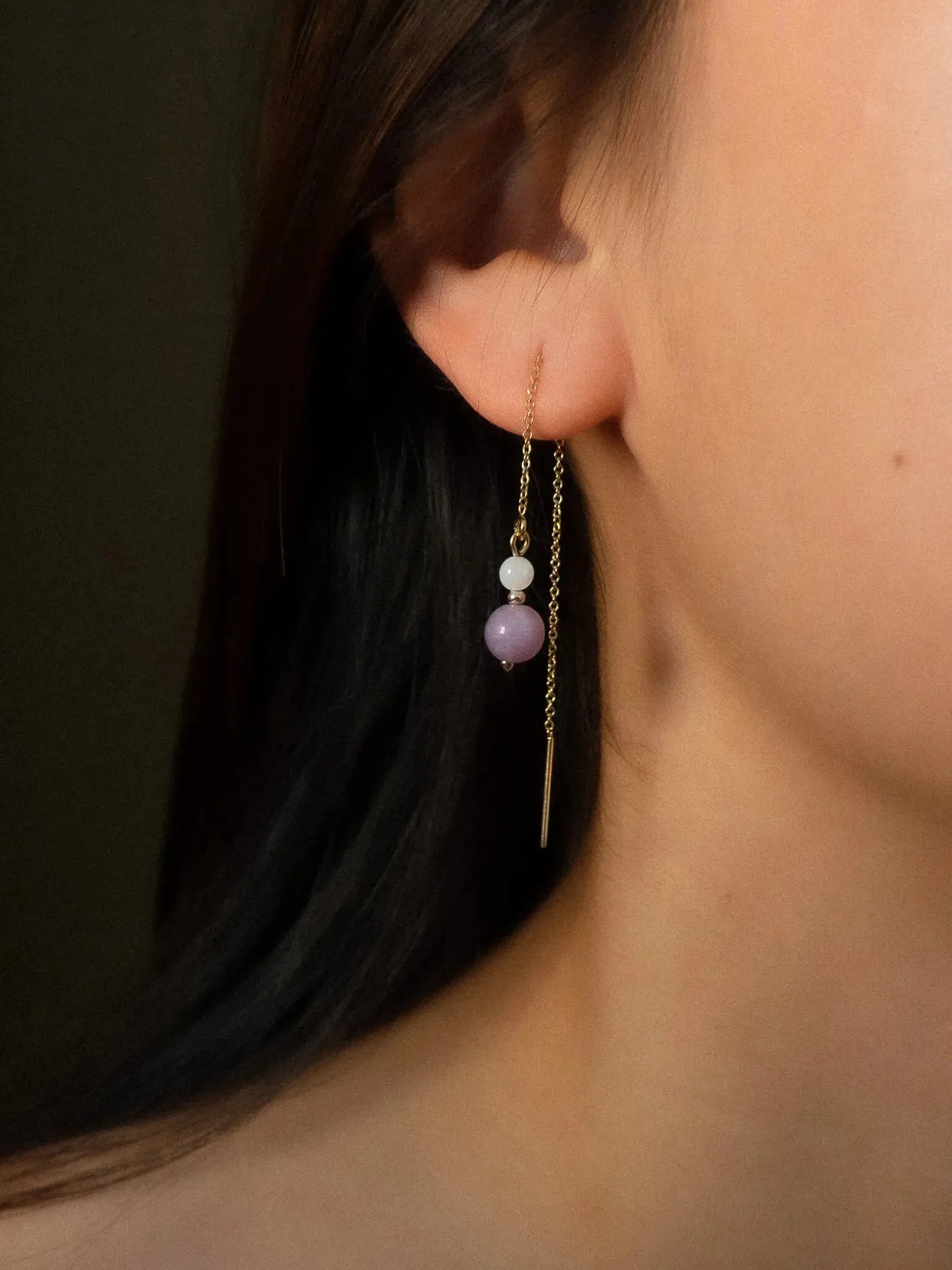 Florissant Kunzite & Pearl Threader Earrings - Atelier Akina