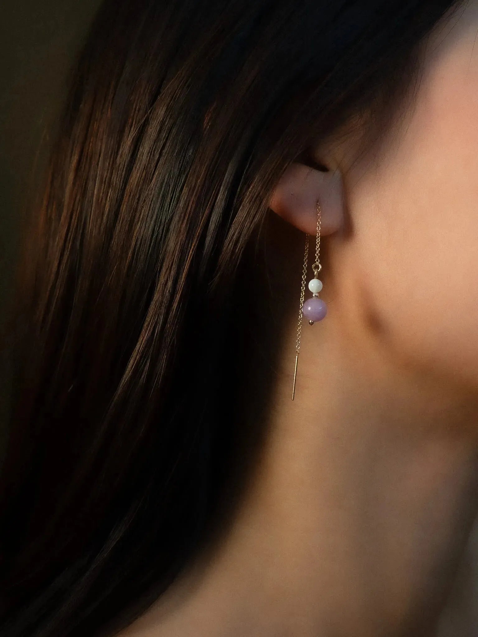 Florissant Kunzite & Pearl Threader Earrings - Atelier Akina