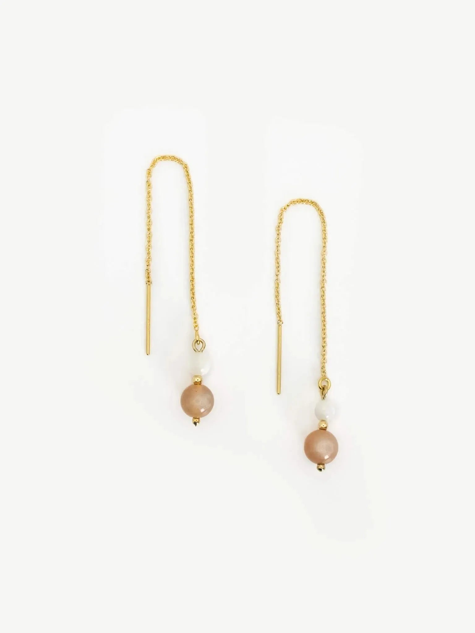 Florissant Red Moonstone & Pearl Threader Earrings - Atelier Akina