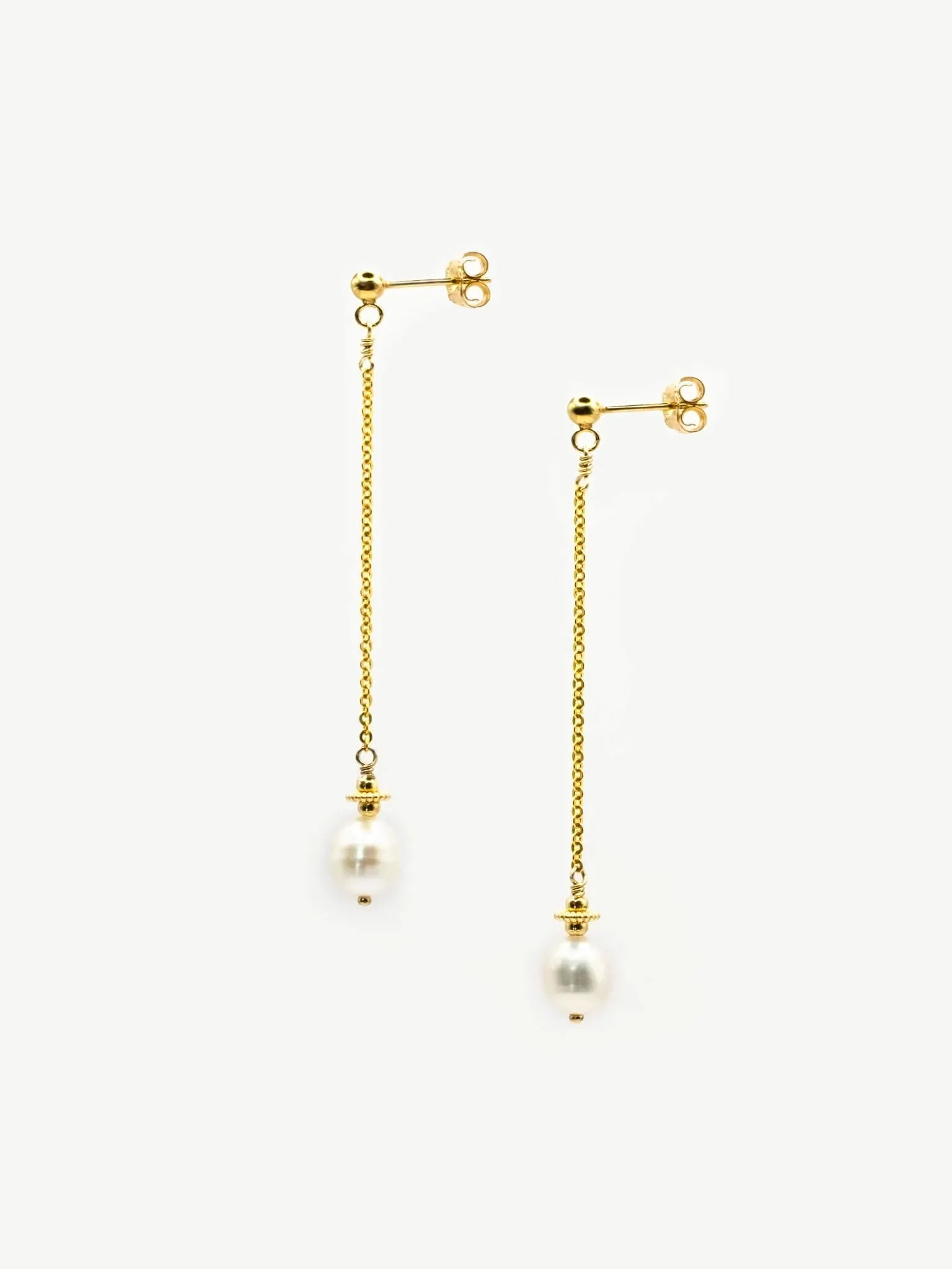 Golden Pearl Dangle Earrings - Atelier Akina