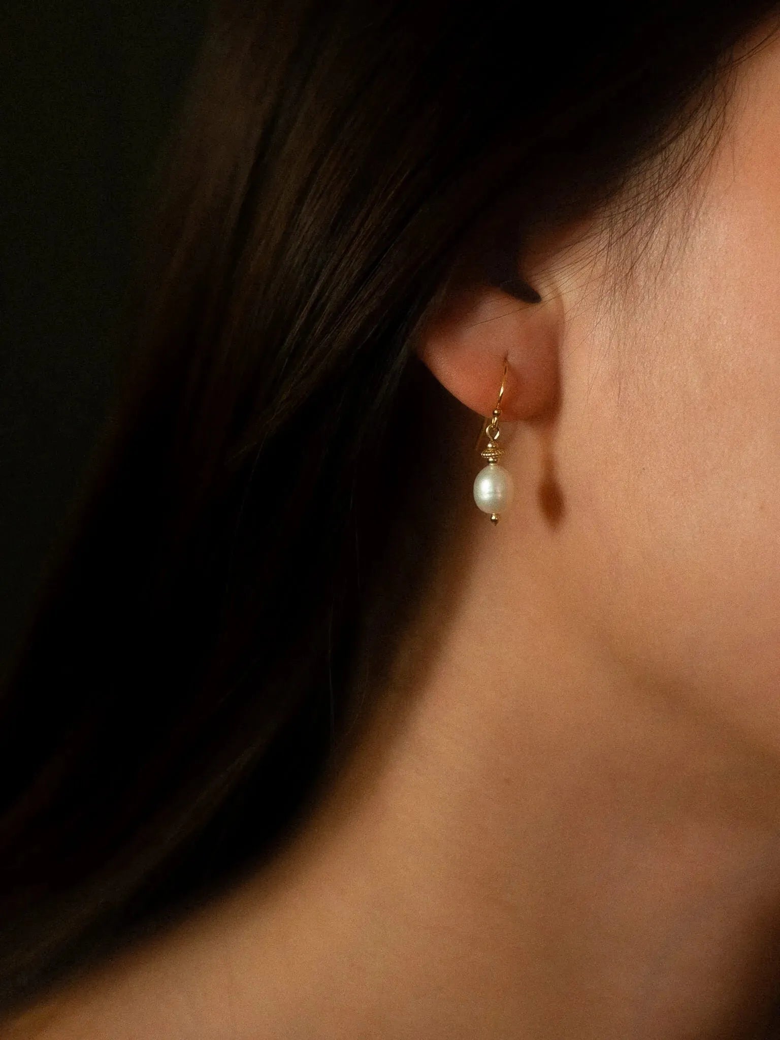 Golden Pearl Drop Earrings - Atelier Akina