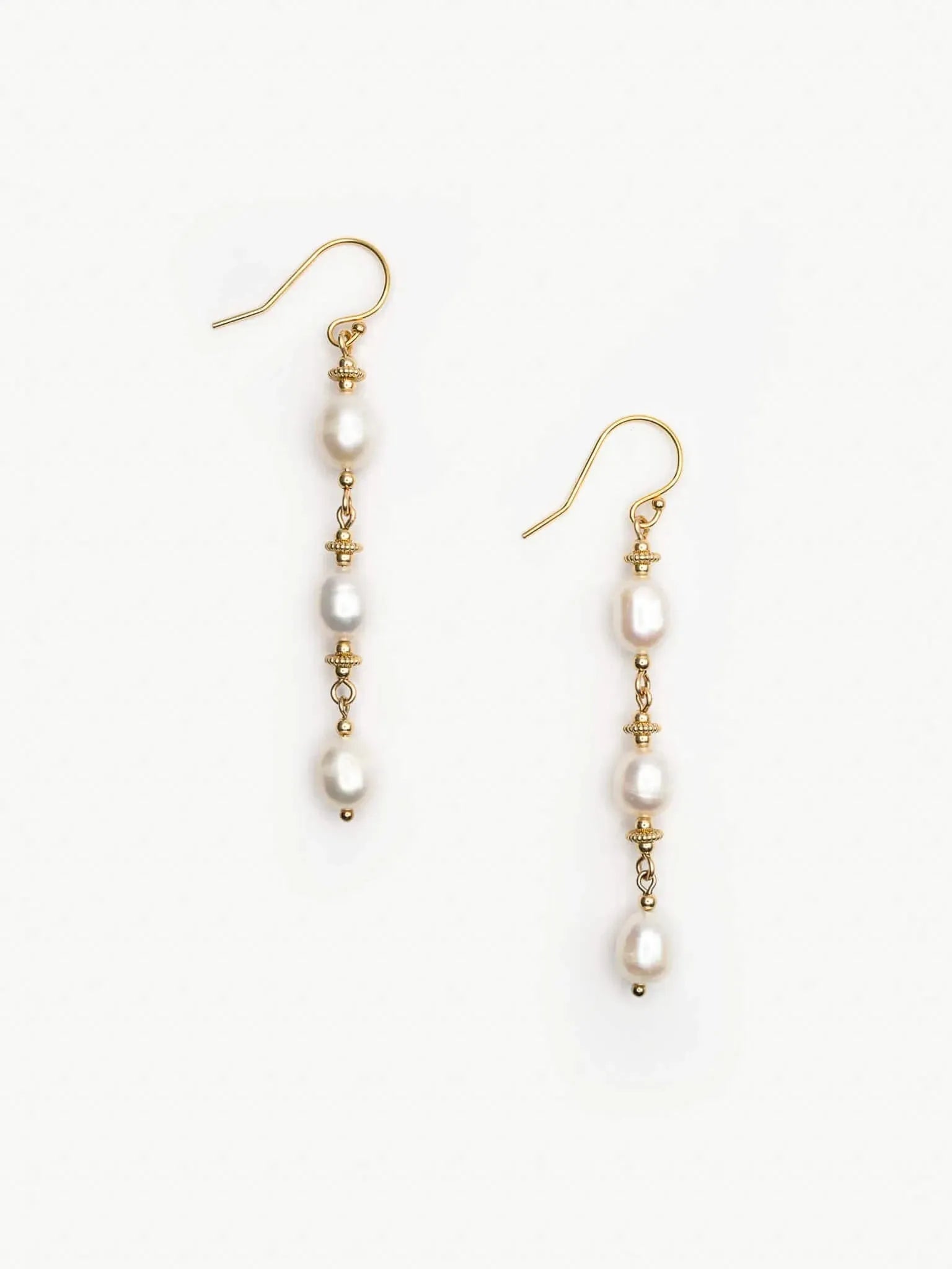 Golden Pearl Trio Dangle Earrings - Atelier Akina