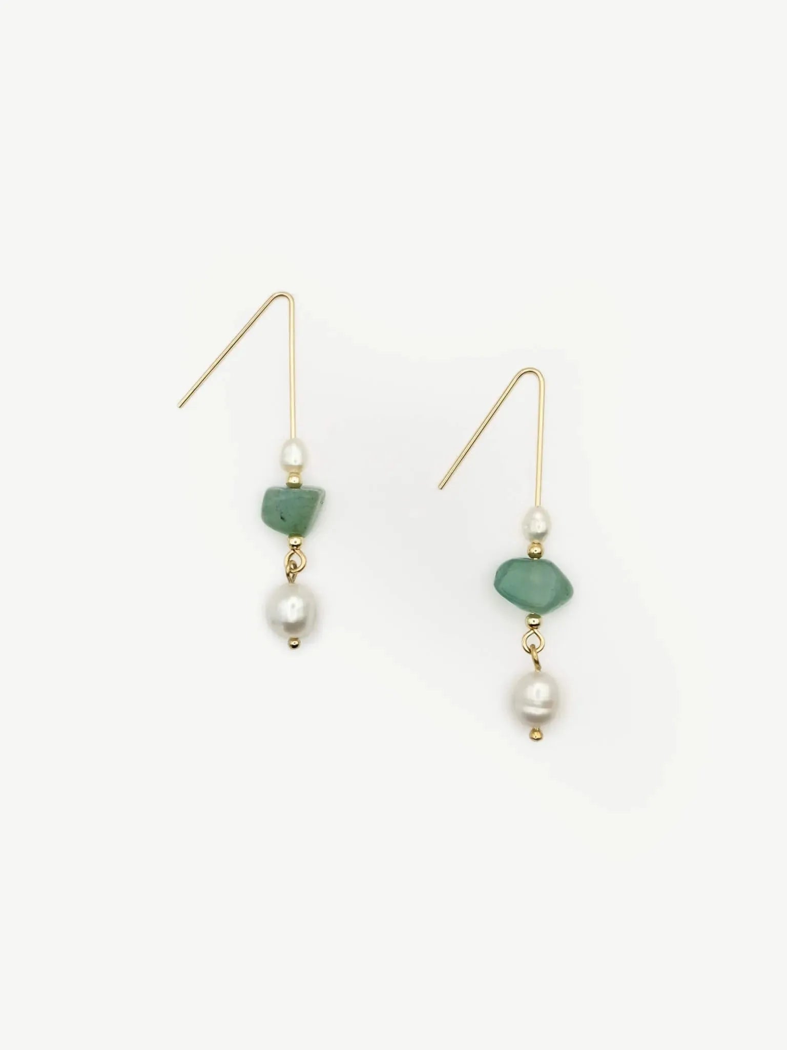 Green Aventurine Pearl Dangle Earrings - Atelier Akina