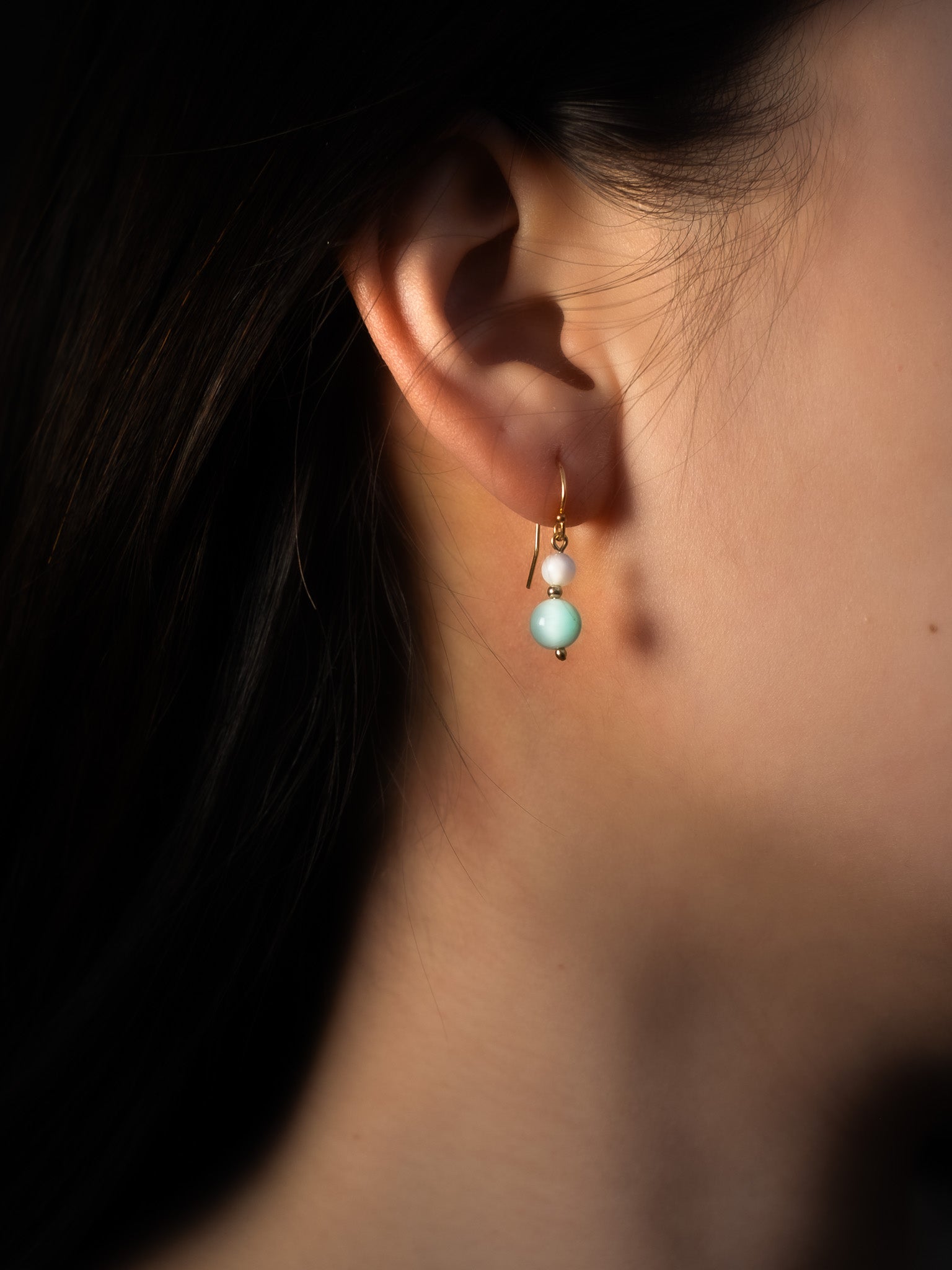 Green Lotus Bud Drop Earrings