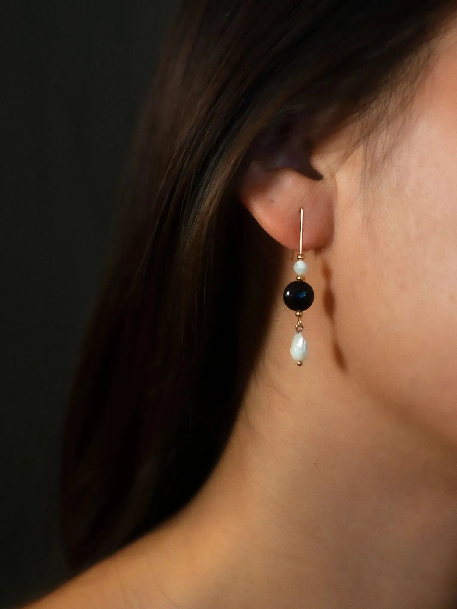 Ink & Ivory Dangle Earrings - Atelier Akina