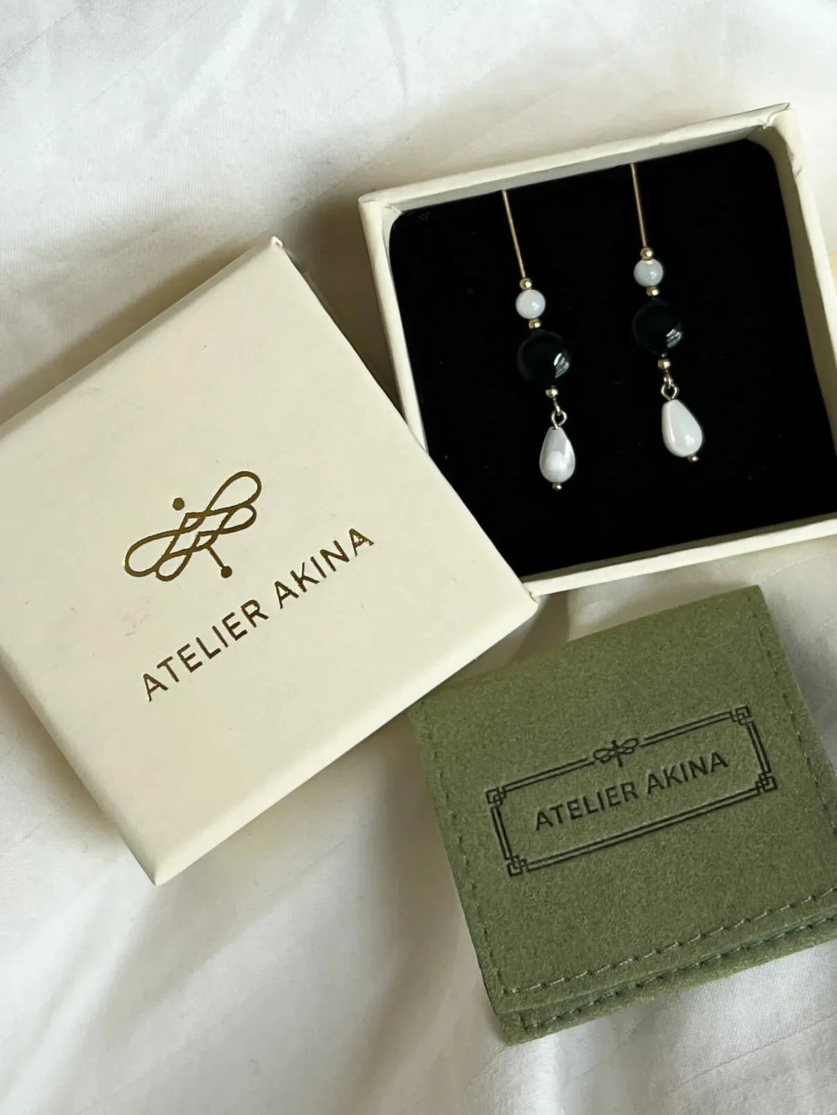 Ink & Ivory Dangle Earrings - Atelier Akina