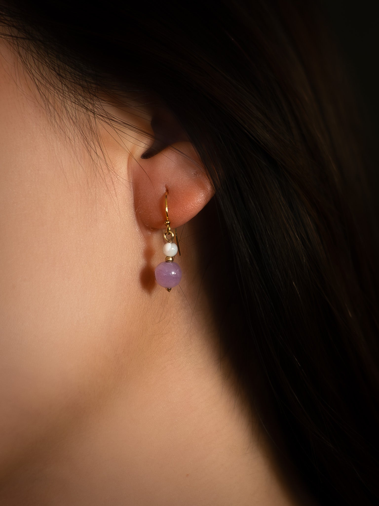 Lilac Lotus Bud Drop Earrings