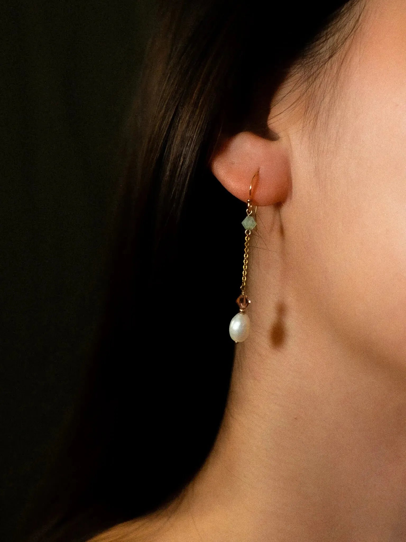 Lotus Pearl Dangle Earrings - Atelier Akina