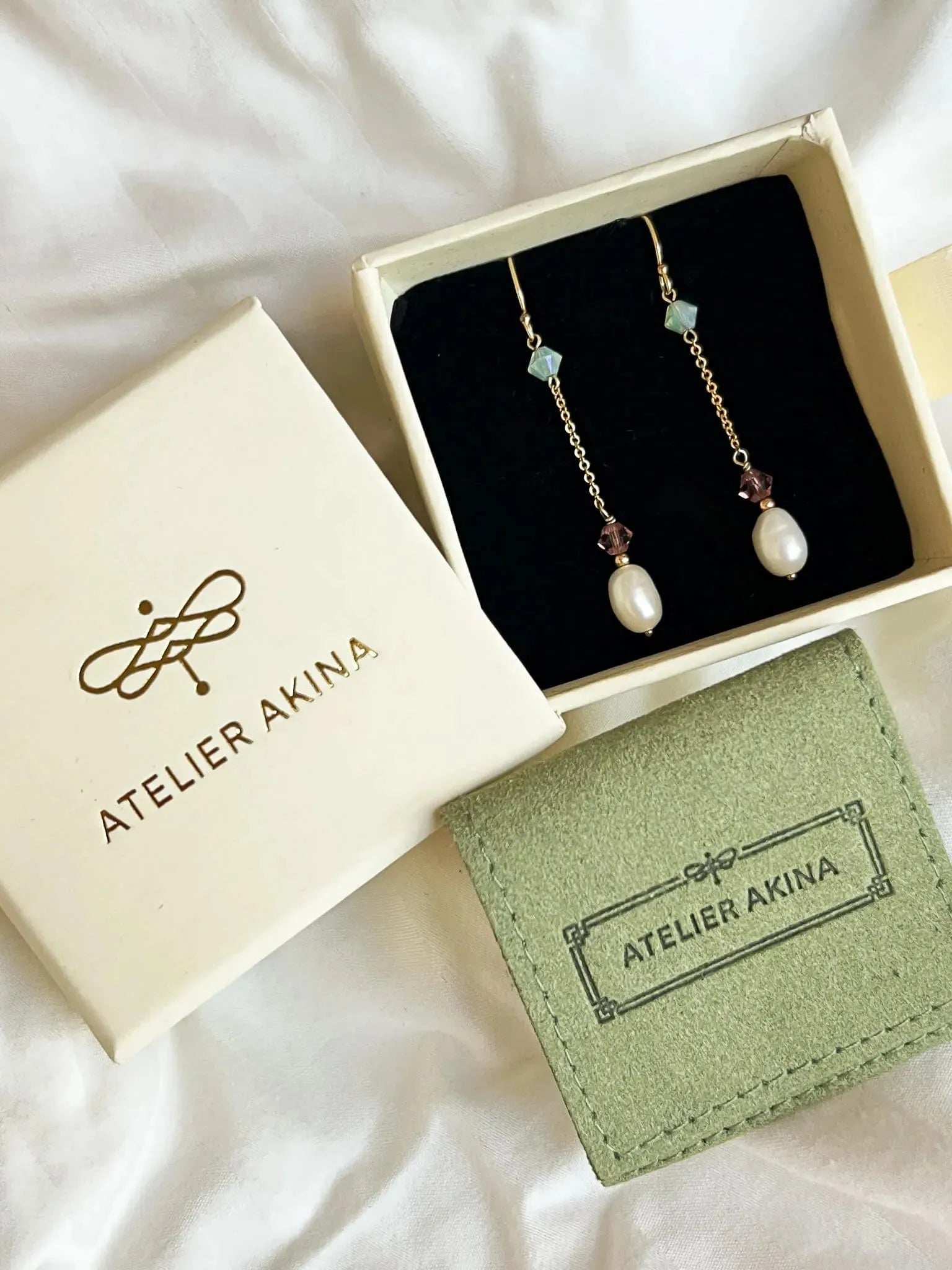 Lotus Pearl Dangle Earrings - Atelier Akina