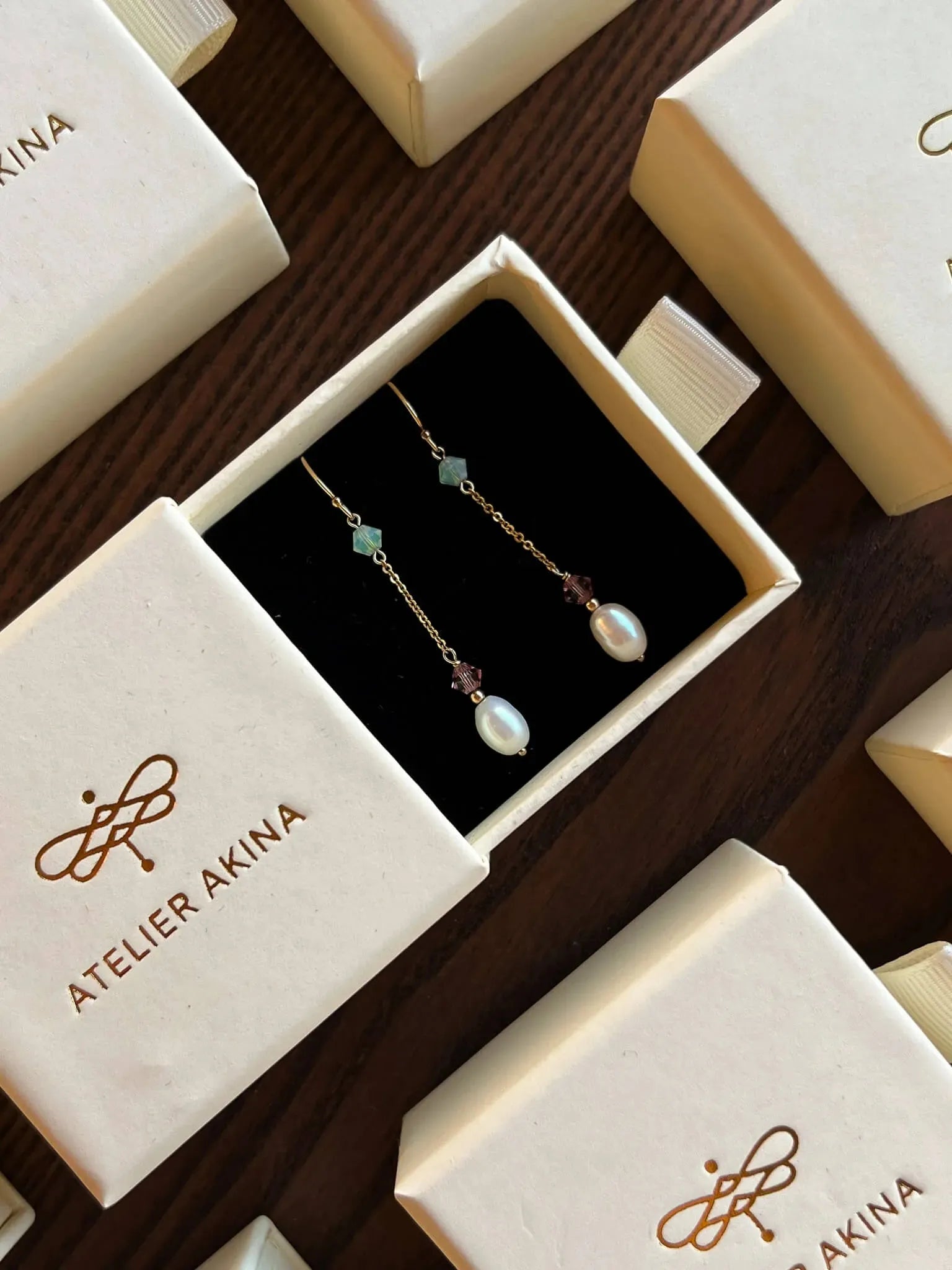 Lotus Pearl Dangle Earrings - Atelier Akina