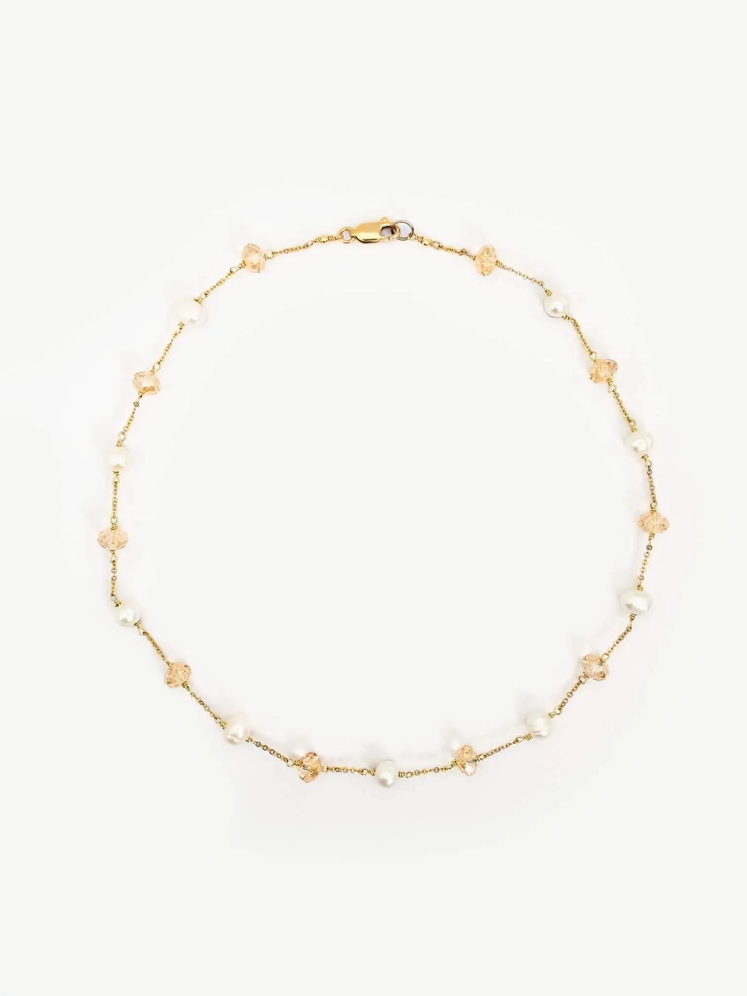 Pearl & Crystal Orbit Gold Choker Necklace - Atelier Akina